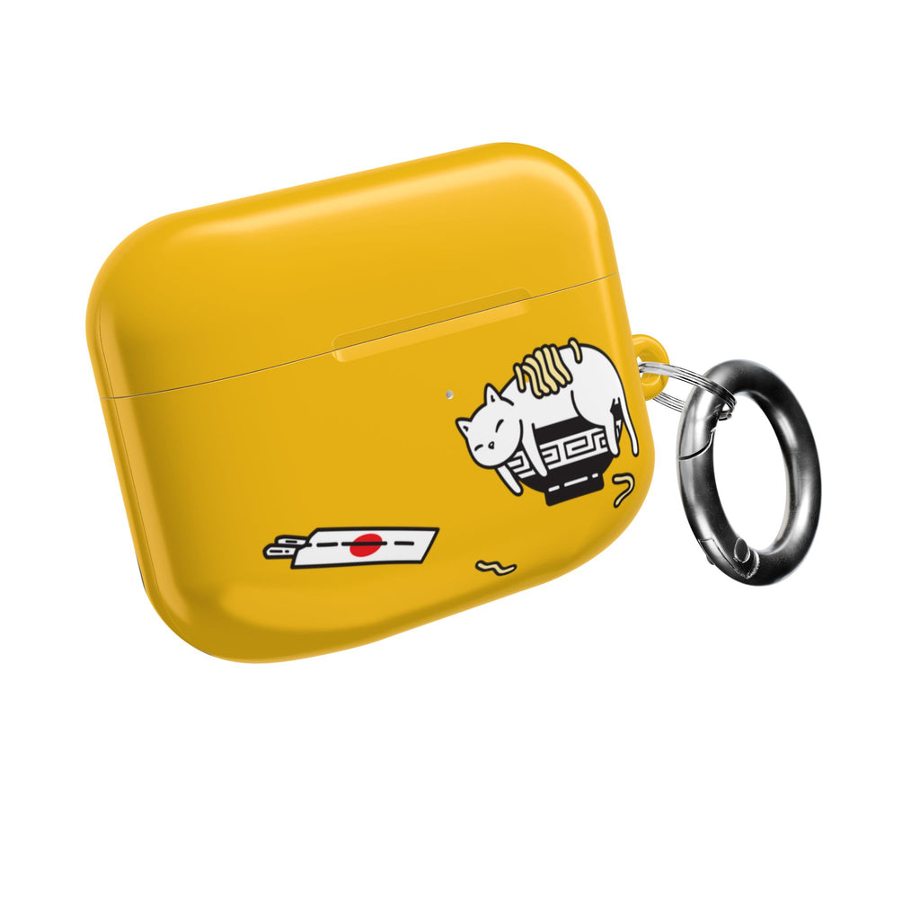 Japanese Cat & Chopsticks Yellow AirPods Case