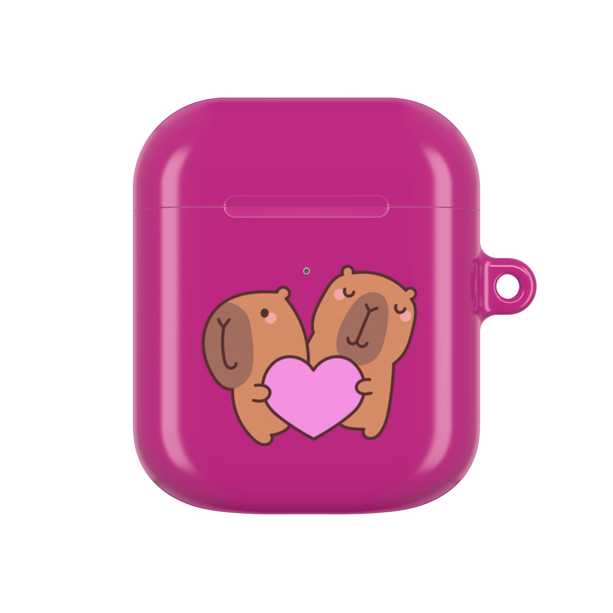 Cute Valentines Love Capybaras & Heart Envelope Protective AirPods Case