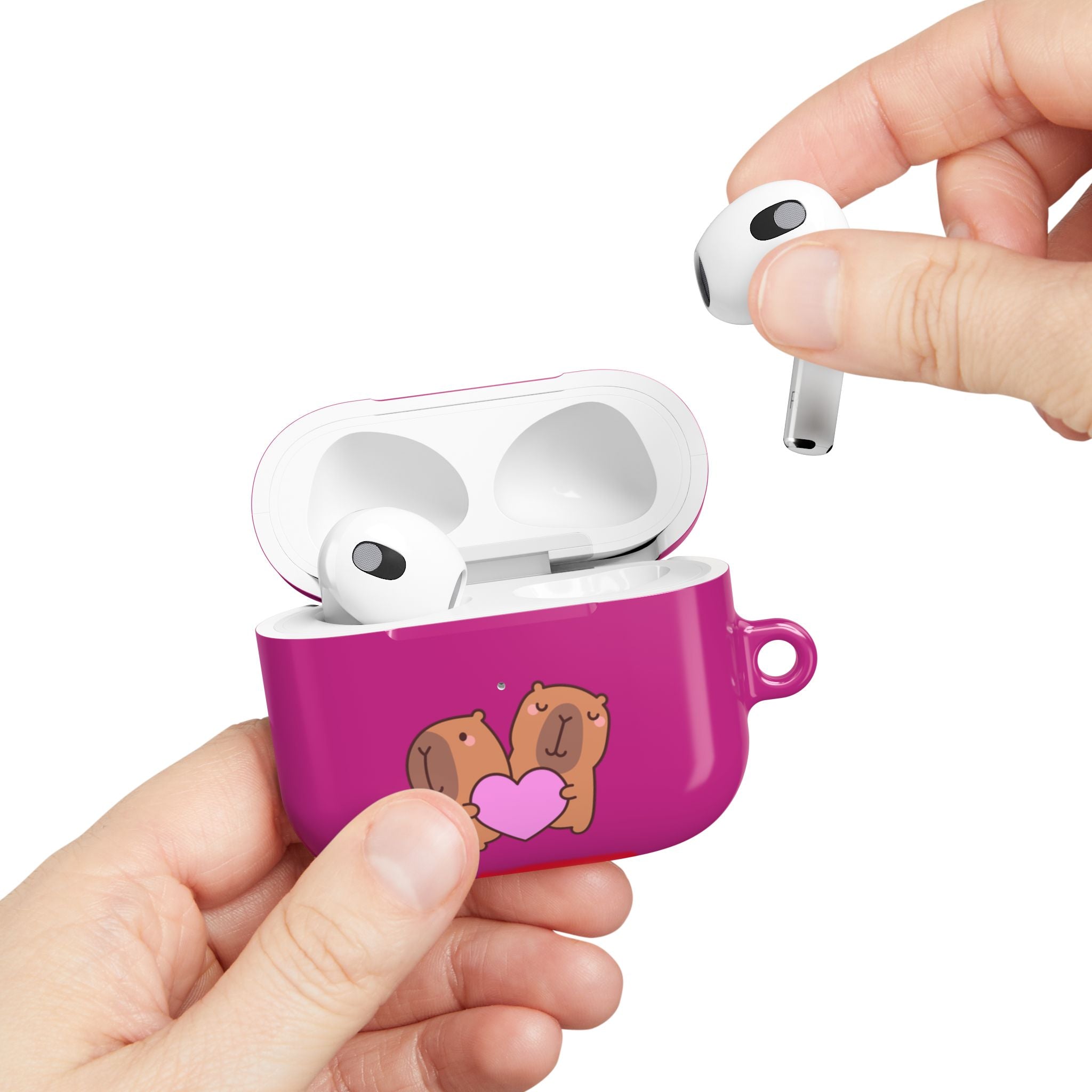 Cute Valentines Love Capybaras & Heart Envelope Protective AirPods Case
