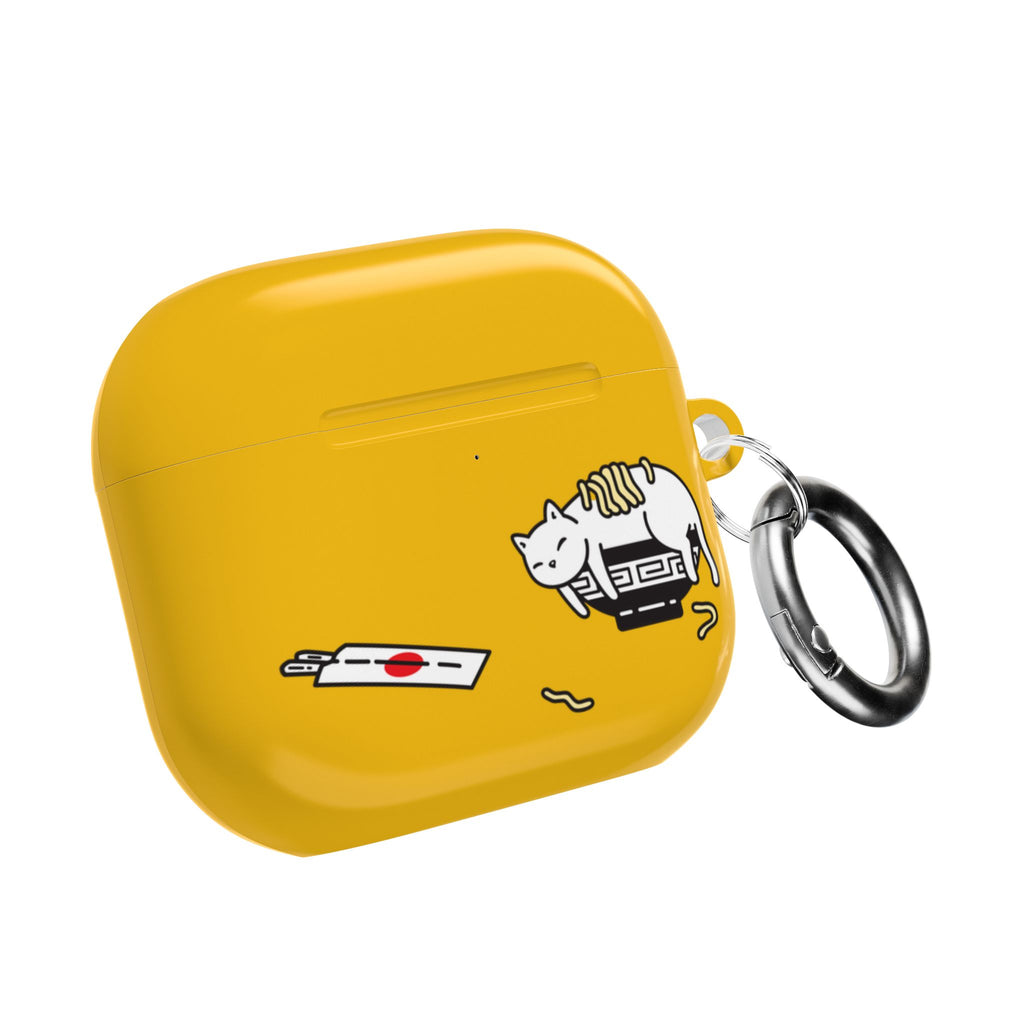 Japanese Cat & Chopsticks Yellow AirPods Case