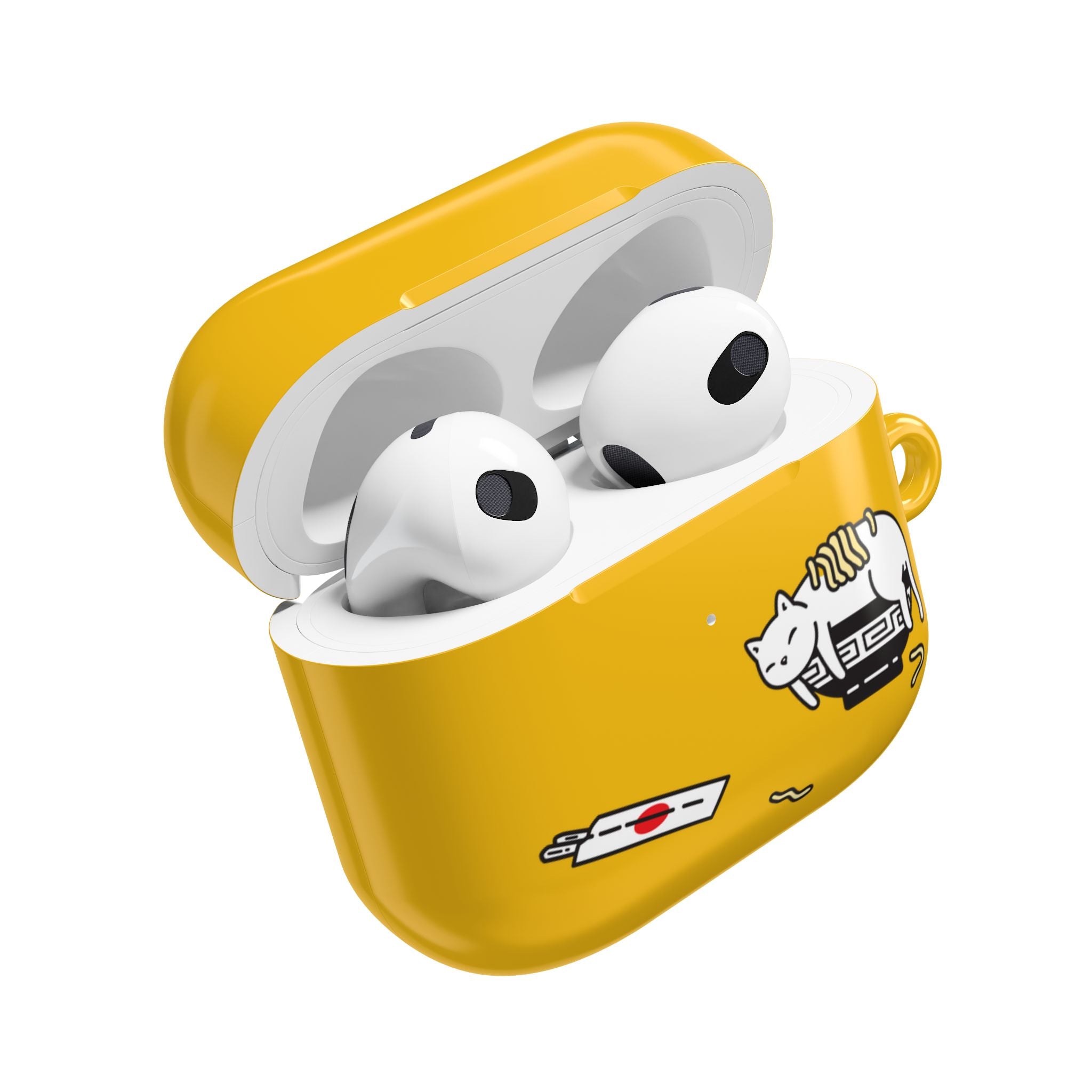 Japanese Cat & Chopsticks Yellow AirPods Case