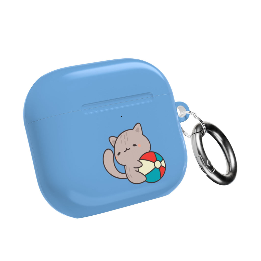 Cute Cat Beach AirPod Case with Beach Ball & Umbrella