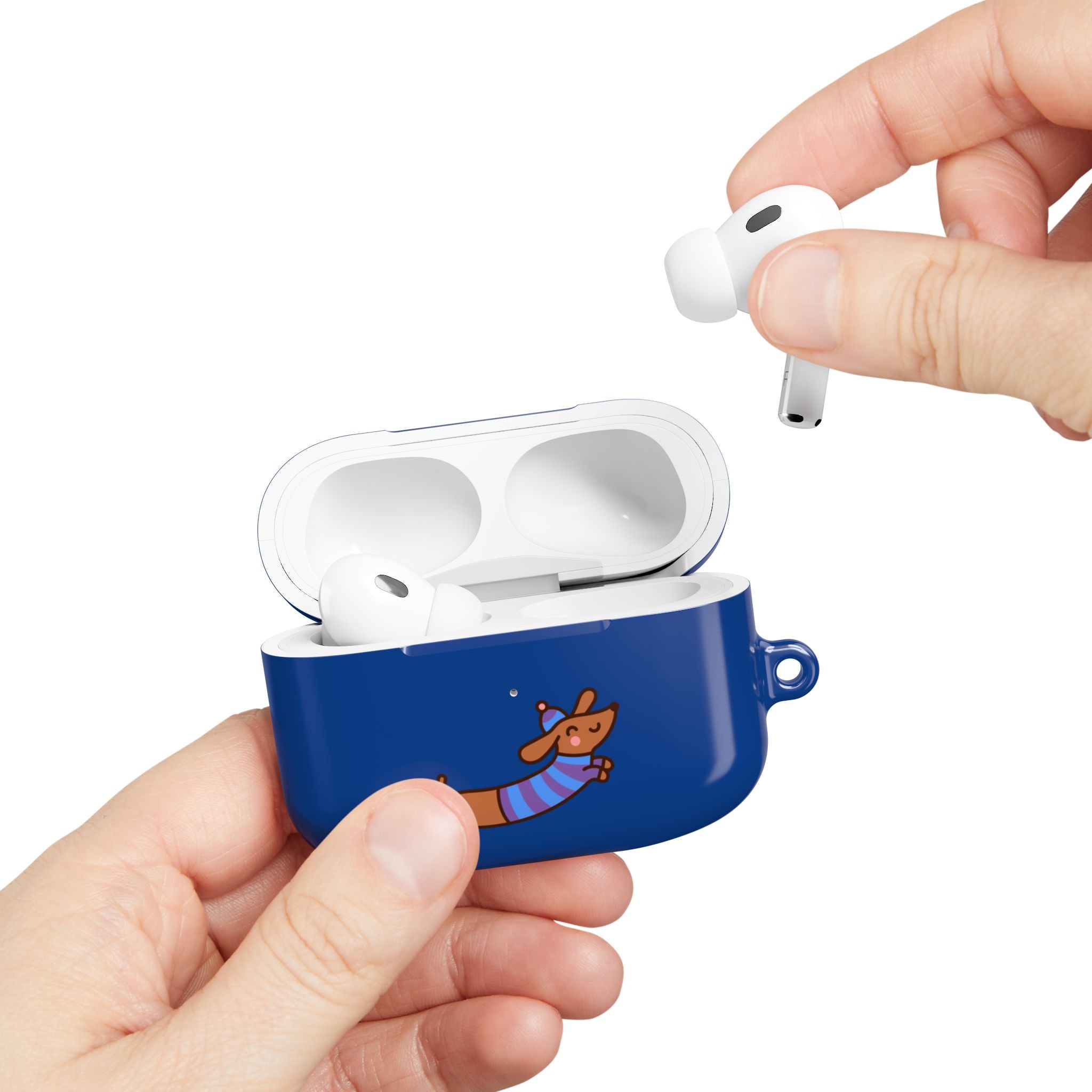 Dachshund & Butterflies Blue Protective AirPods Case