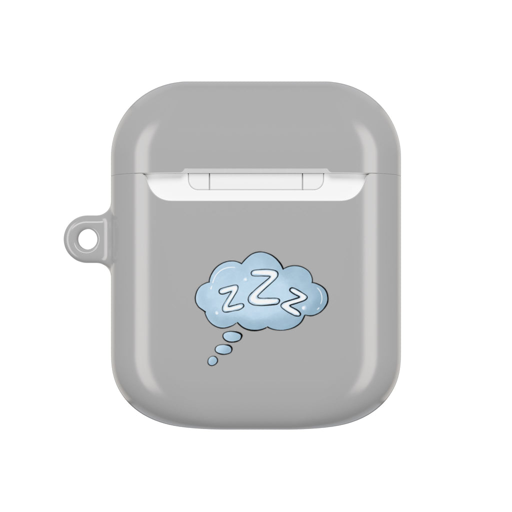 Grey AirPods Case with a Snoozing Bulldog