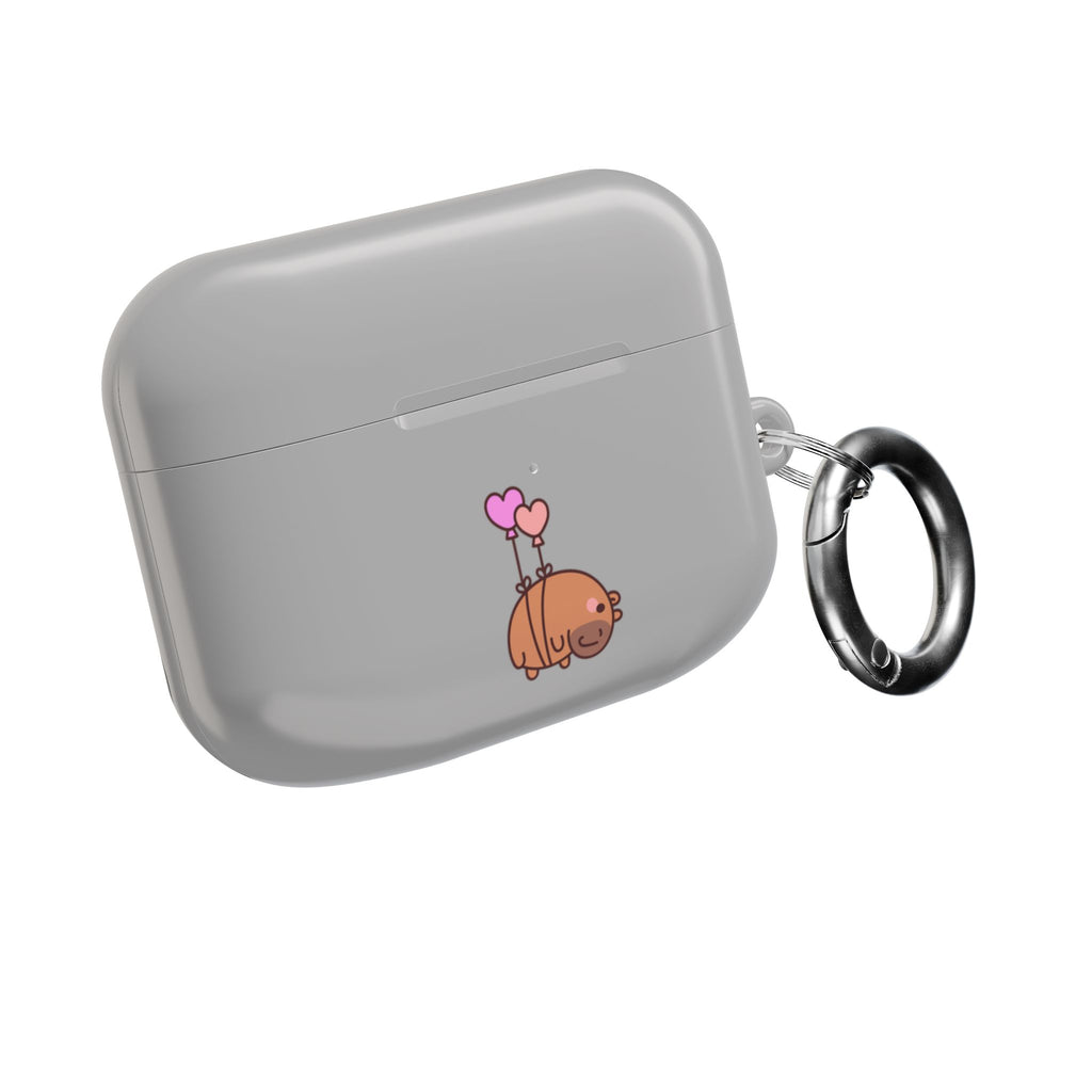 Cute  Capybara and Heart Balloon AirPod Case
