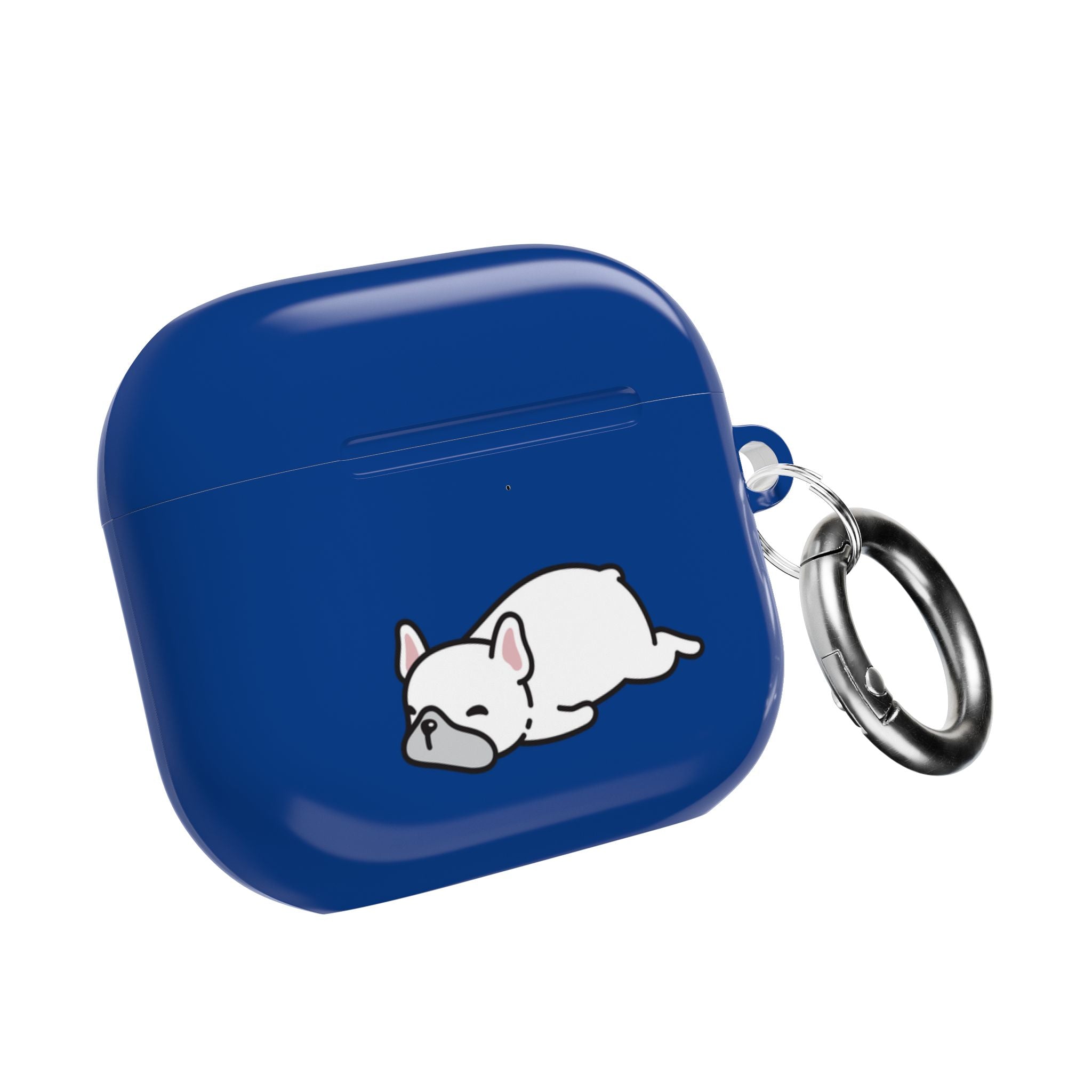 Blue AirPods Case with a Snoozing Bulldog