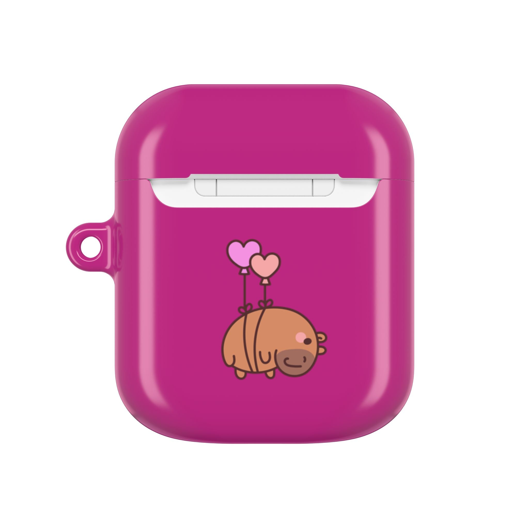 Pink Cute Capybara Heart AirPods Case