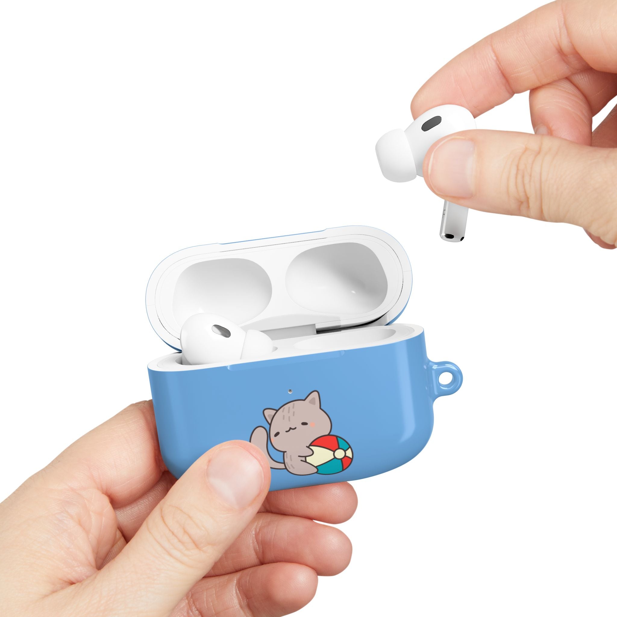 Cute Cat Beach AirPod Case with Beach Ball & Umbrella