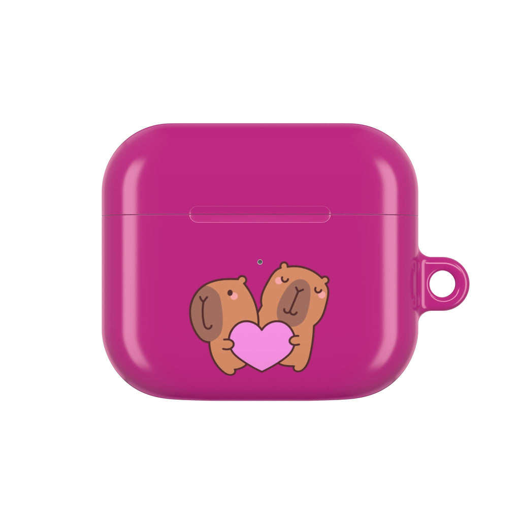 Cute Valentines Love Capybaras & Heart Envelope Protective AirPods Case
