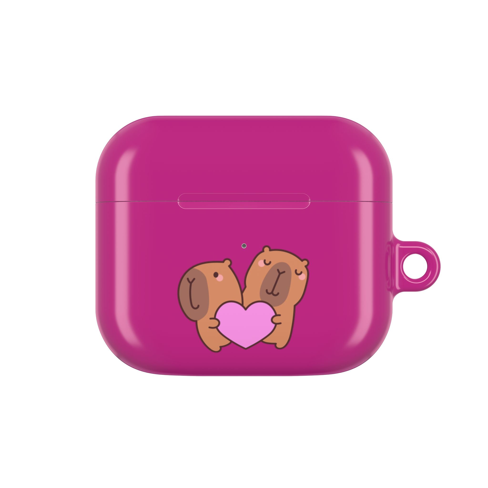 Cute Valentines Love Capybaras & Heart Envelope Protective AirPods Case