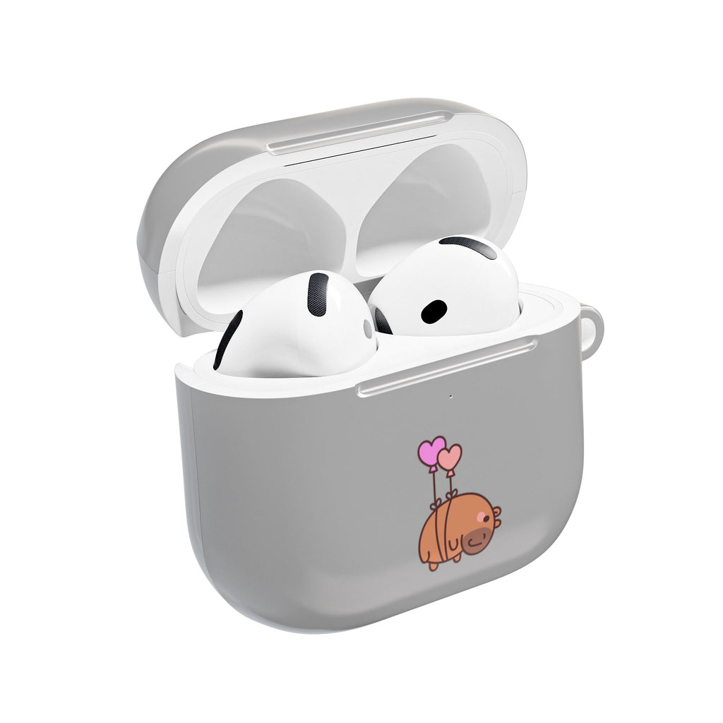 Cute  Capybara and Heart Balloon AirPod Case