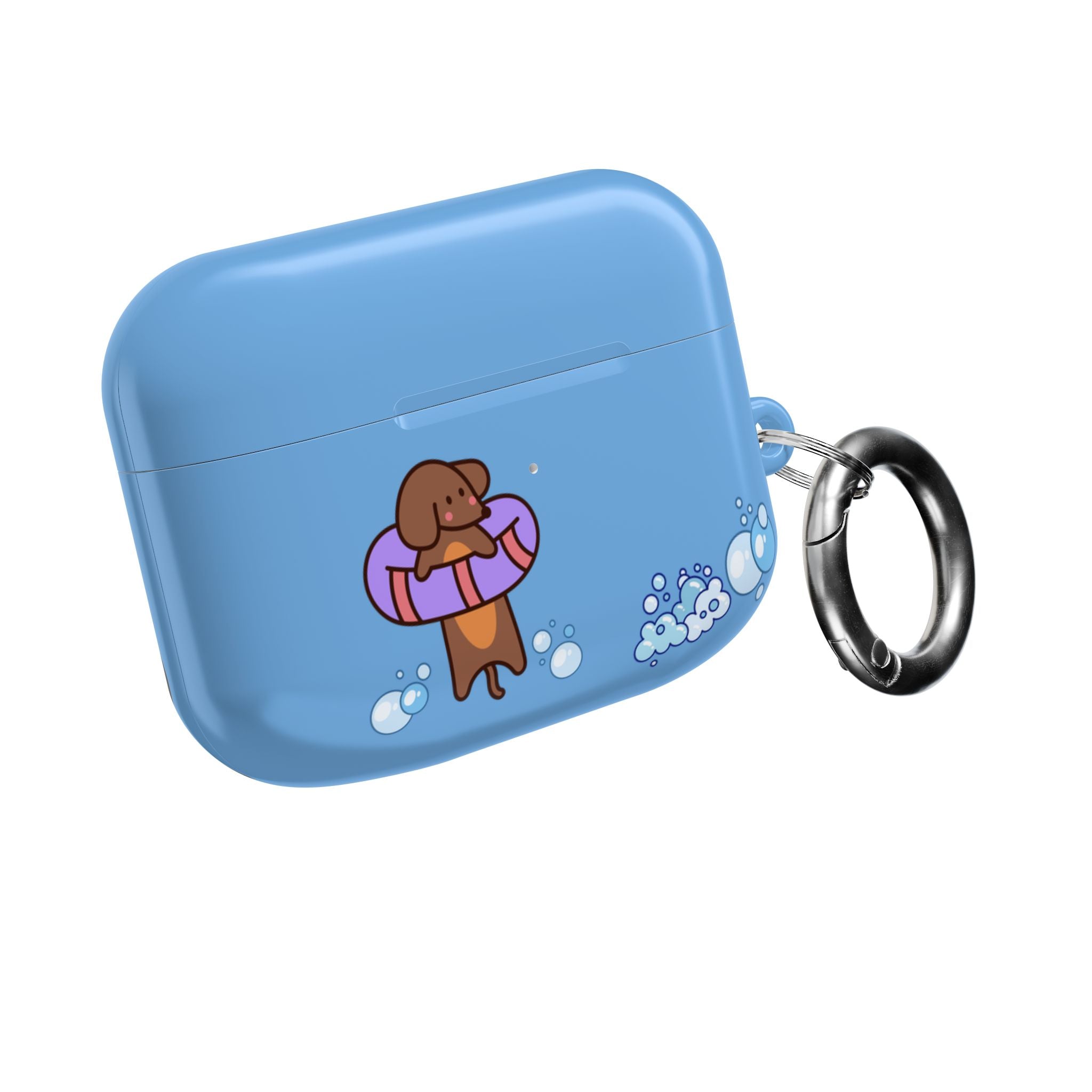 Cute Dachshund Dog & Crab Summer AirPod Case - Blue Beach Swim Float Design