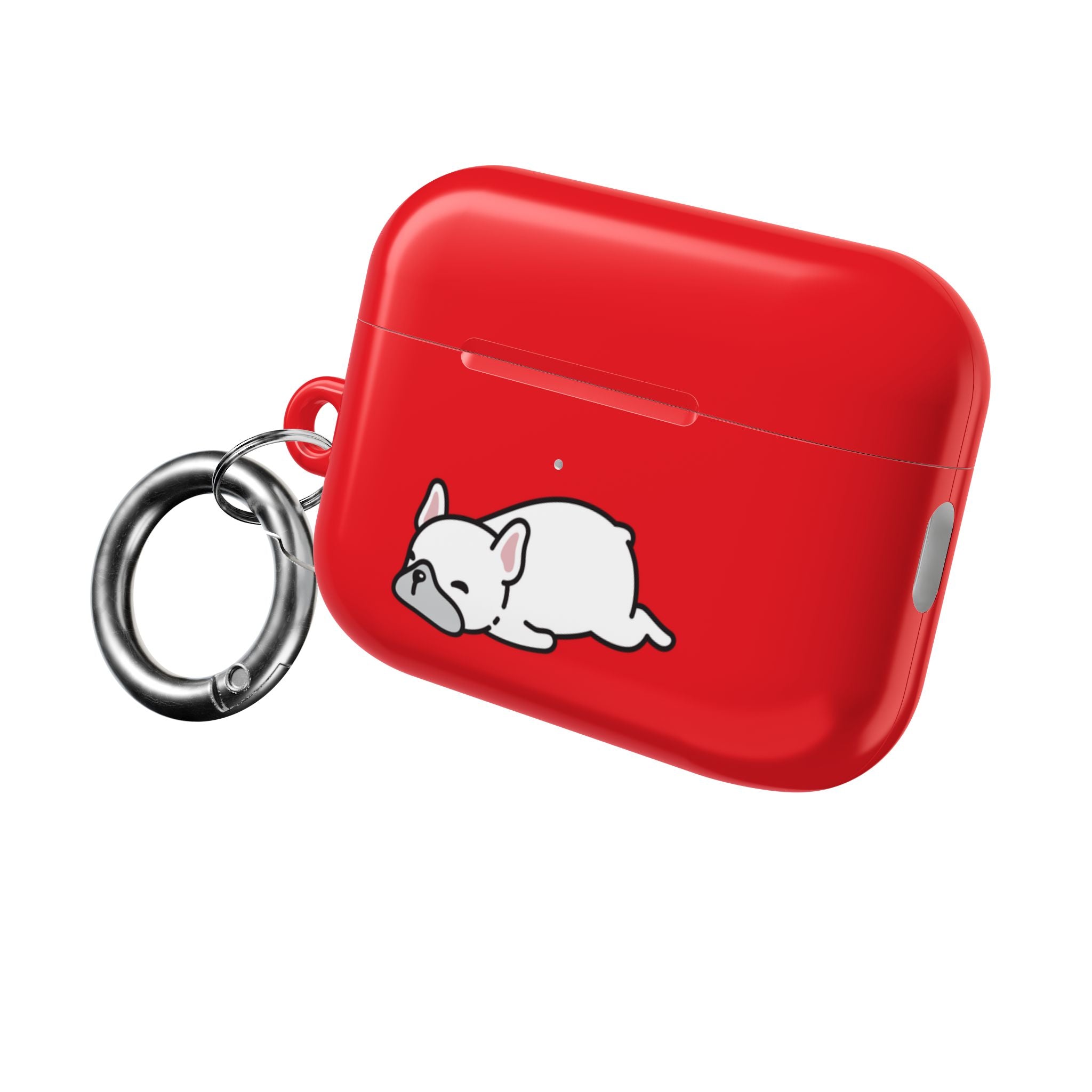 Red AirPods Case with a Snoozing Bulldog