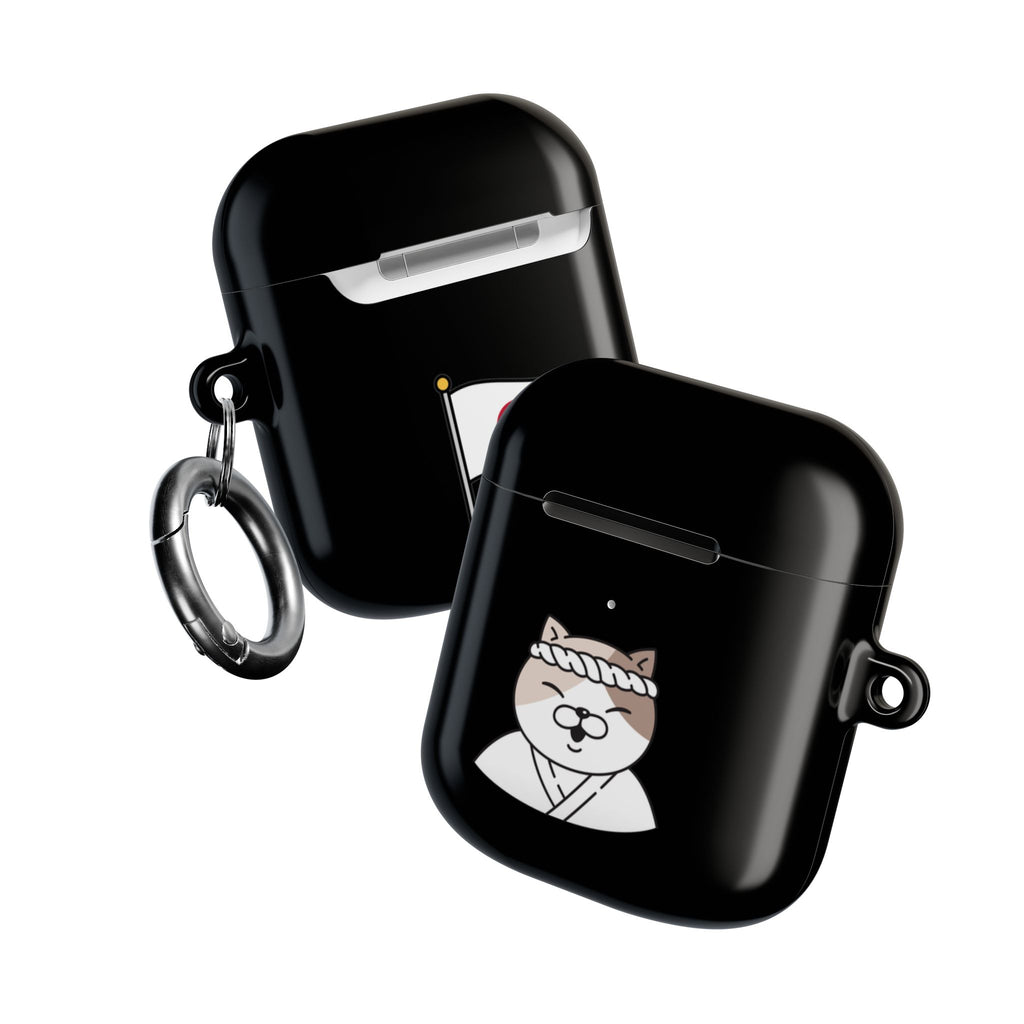 Samurai Shiba Inu with Japanese Flag Black AirPods or AirPods Pro Case