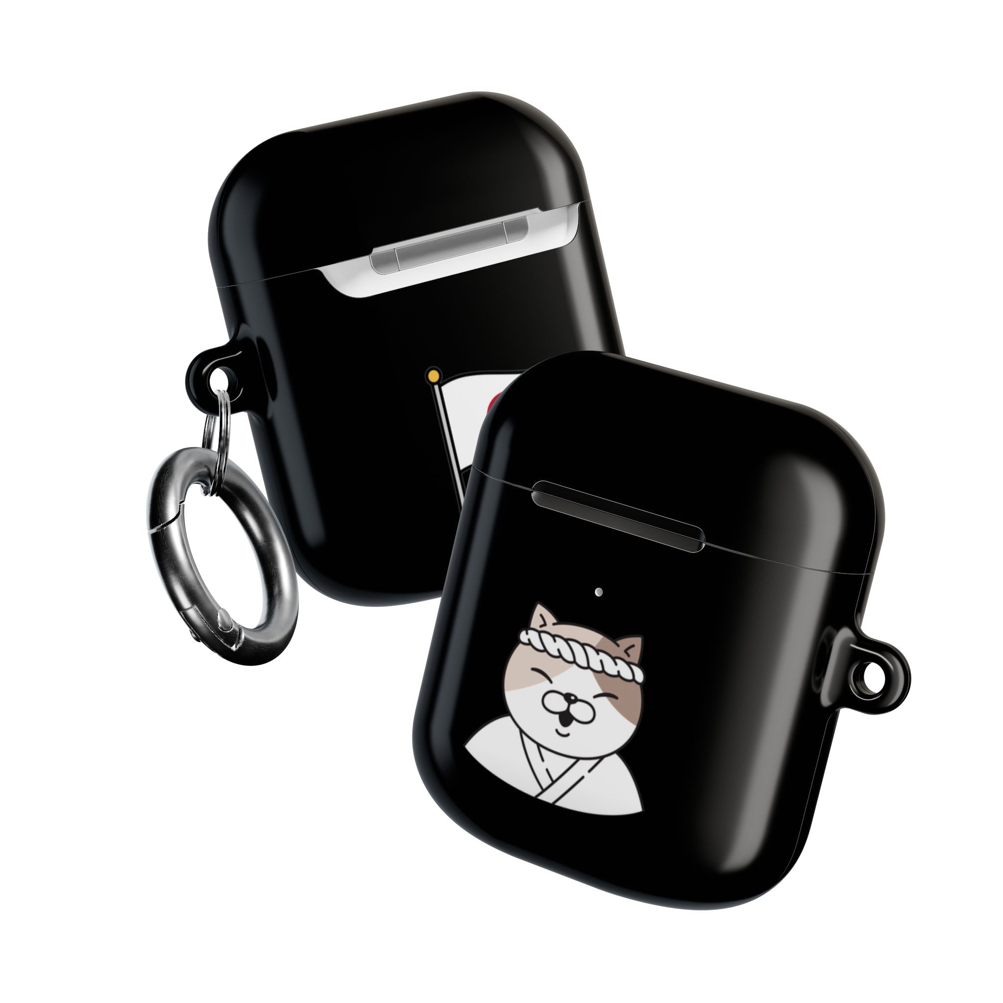 Samurai Shiba Inu with Japanese Flag Black AirPods or AirPods Pro Case