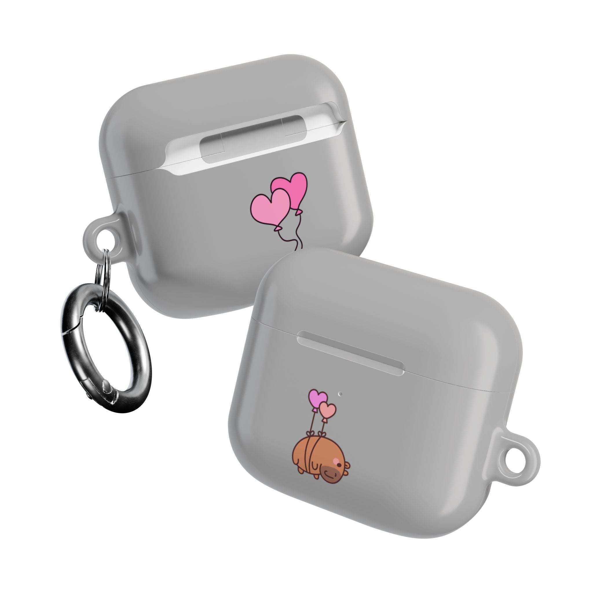 Cute  Capybara and Heart Balloon AirPod Case