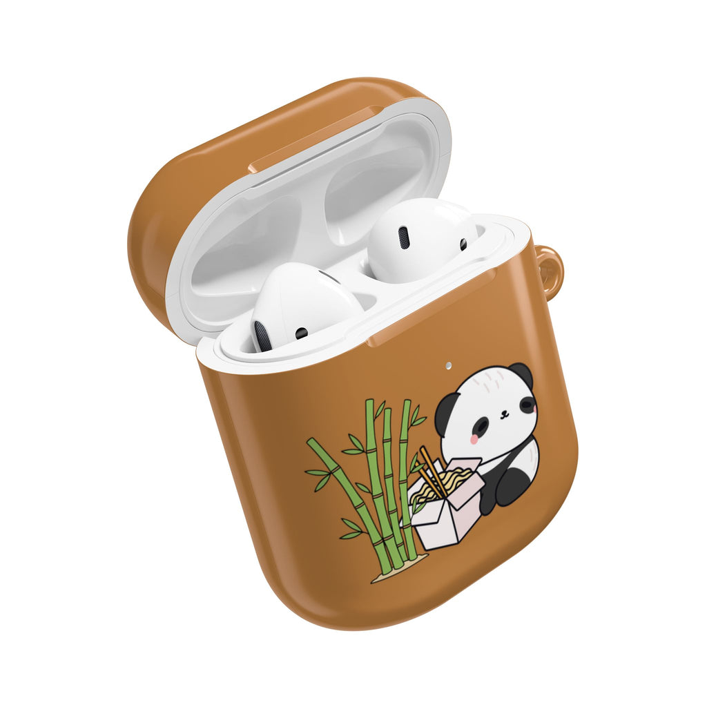 Cute Panda & Noodles AirPod Case Brown Protective Case