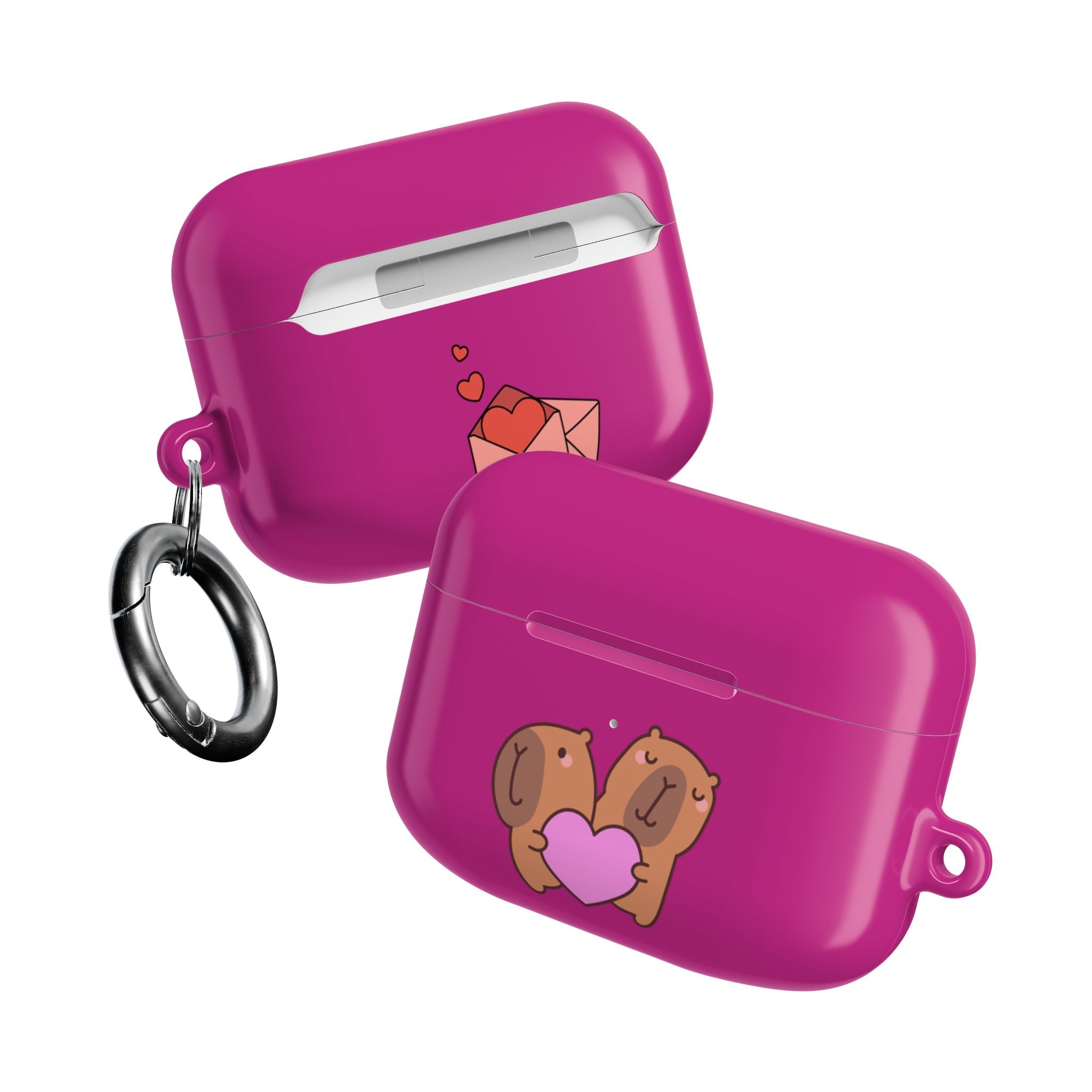 Cute Valentines Love Capybaras & Heart Envelope Protective AirPods Case