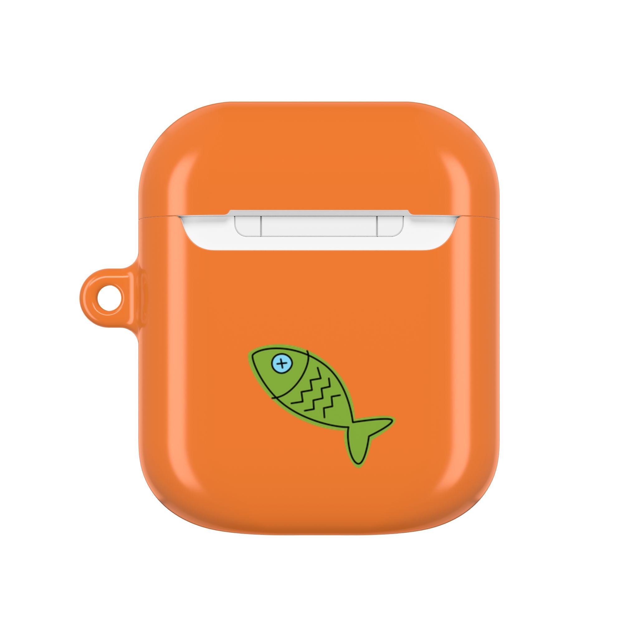 Cute Cat & Fish AirPod Case - Orange Protective Earbud Cover