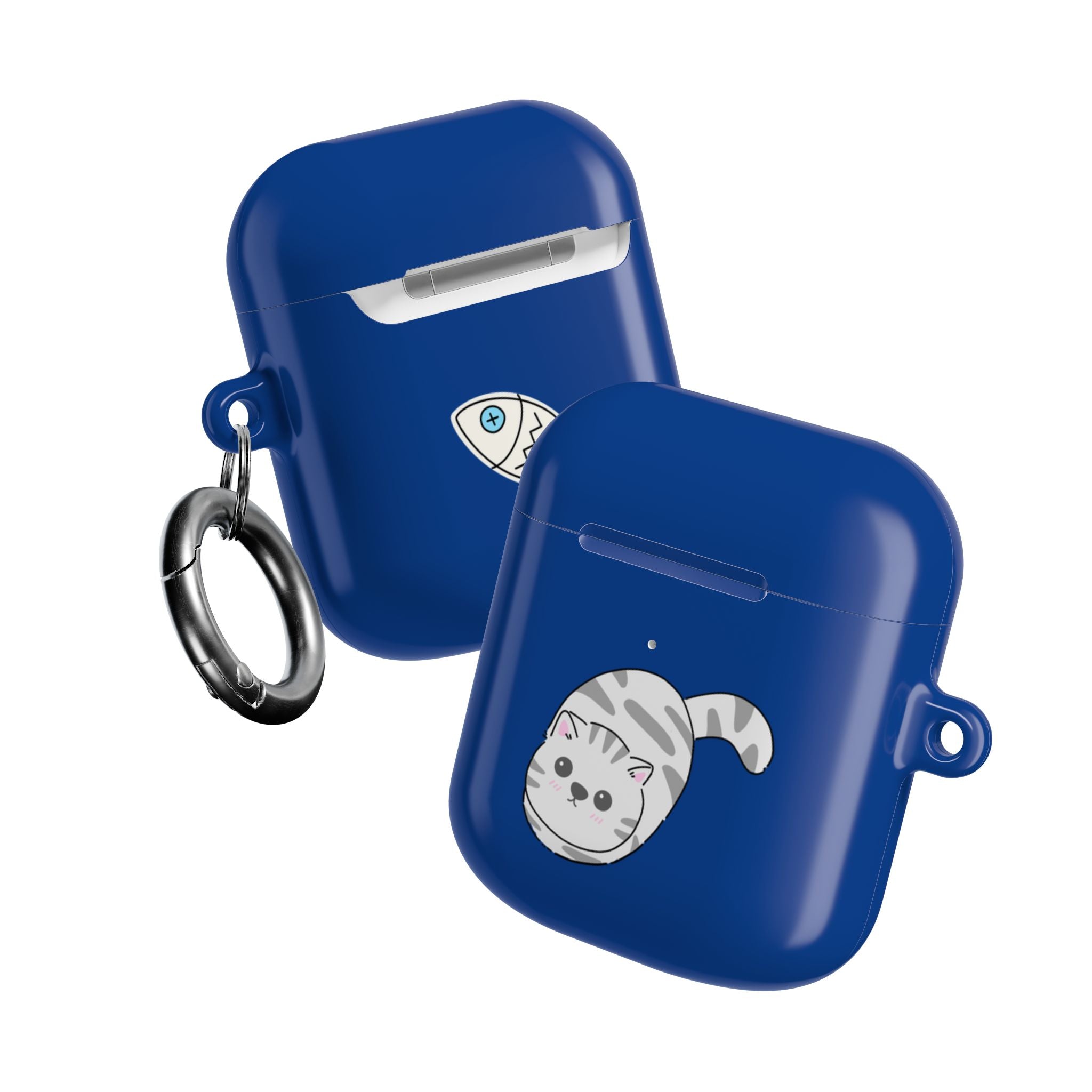 Cat & Fish AirPod Case - Cute Blue Protective AirPods Case