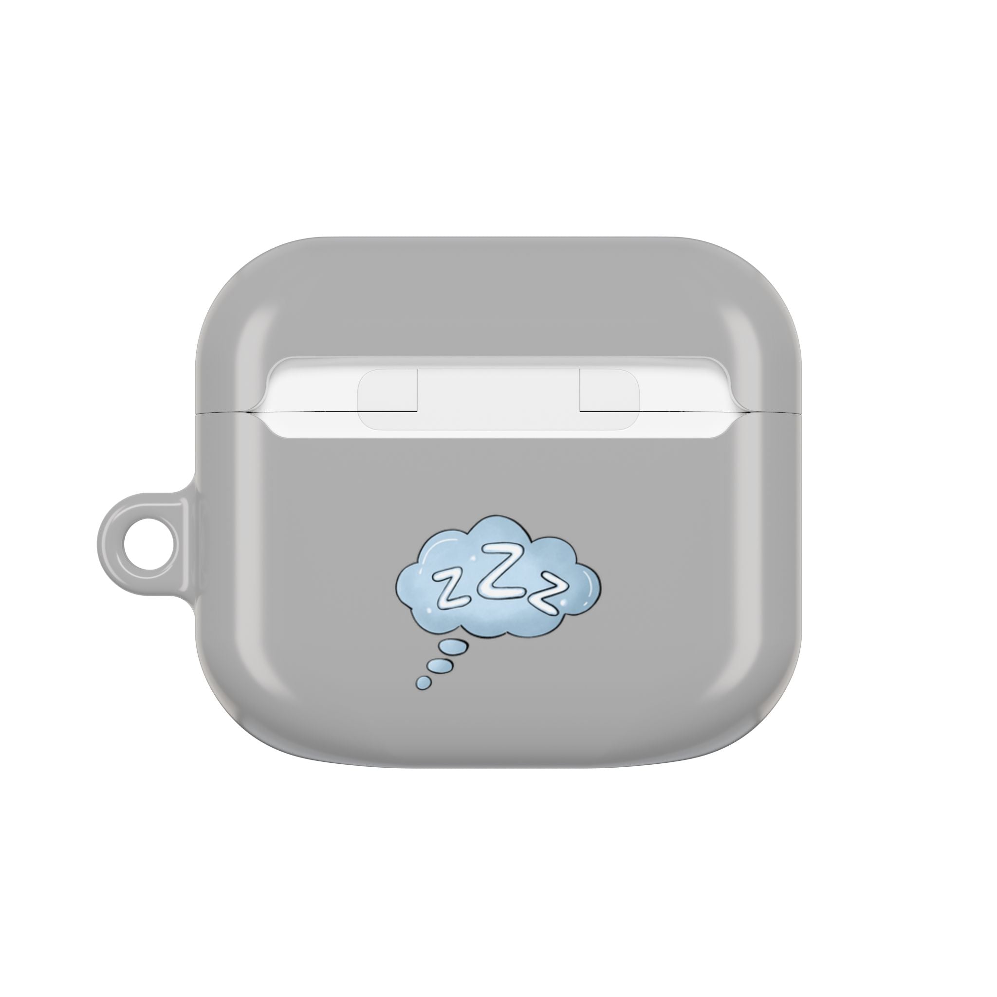 Grey AirPods Case with a Snoozing Bulldog