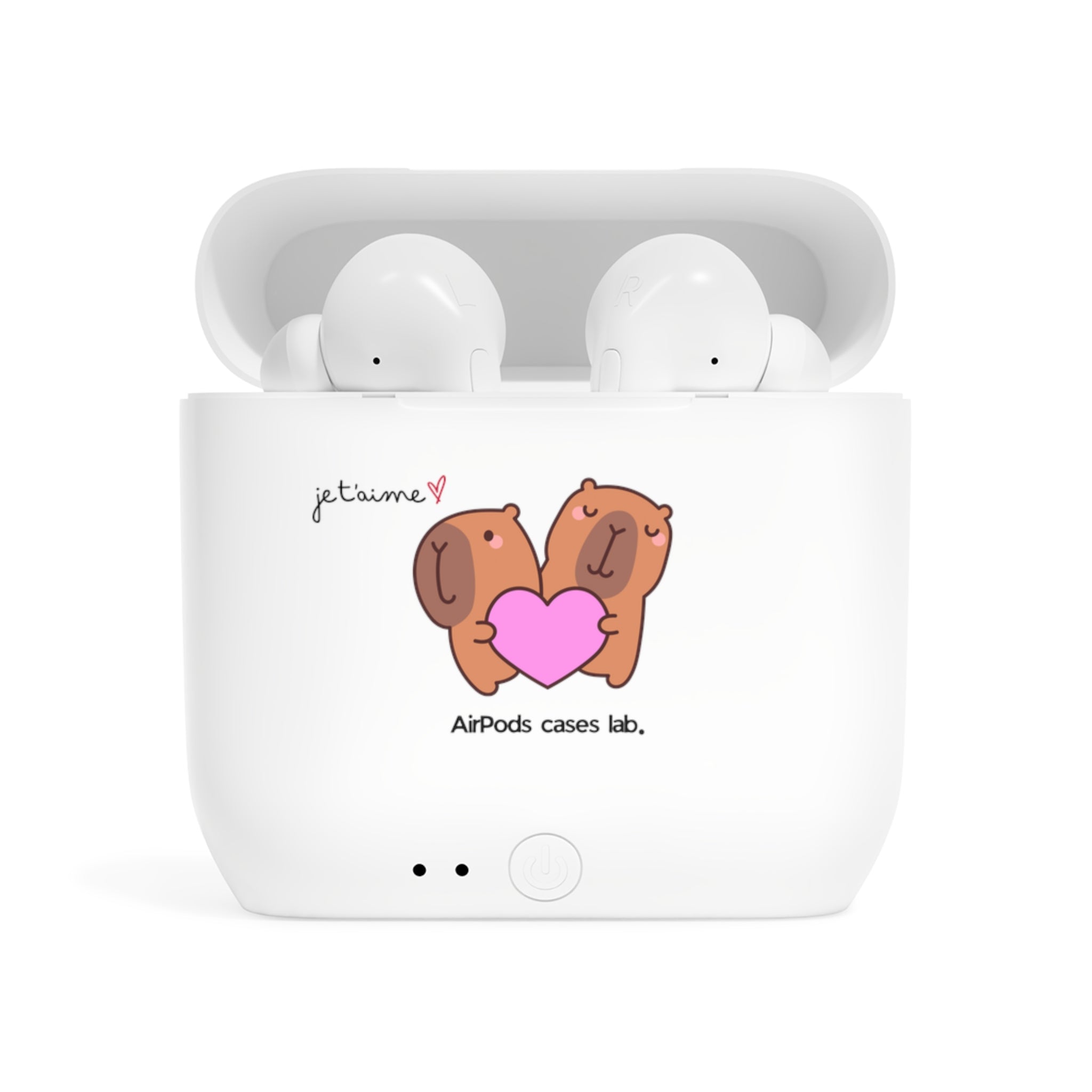 Cute Capybara Wireless Earbuds - "Je taime"