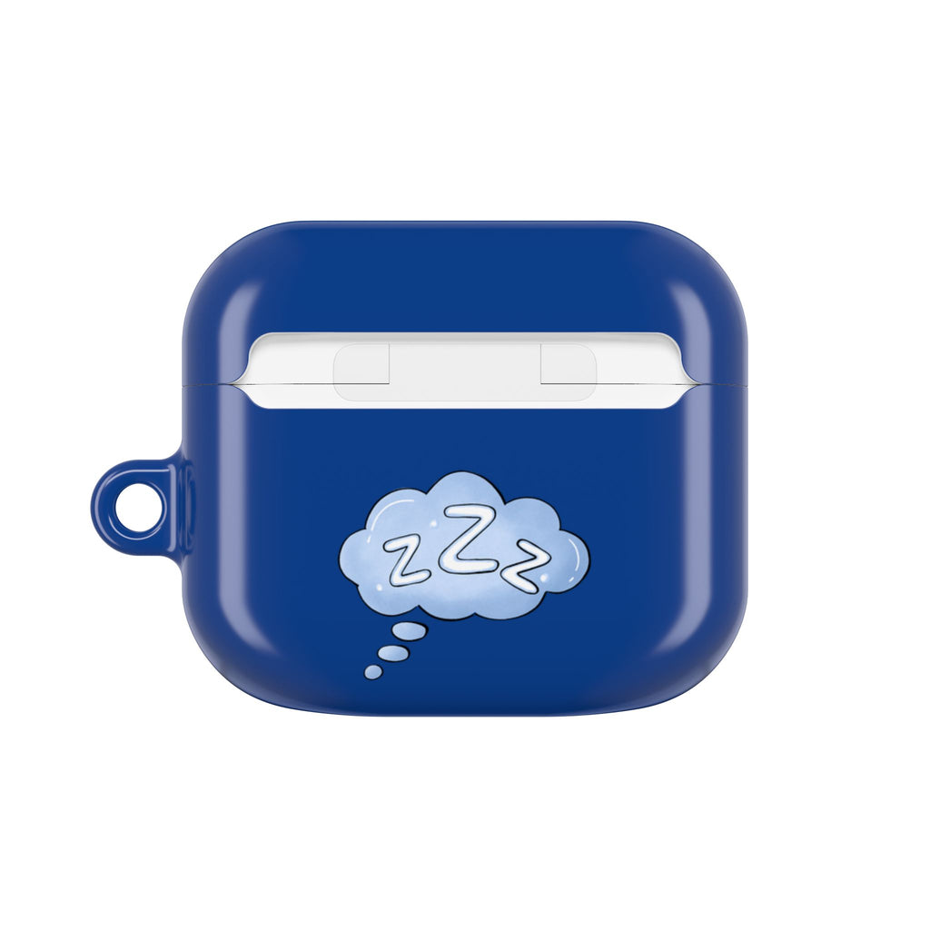 Blue AirPods Case with a Snoozing Bulldog