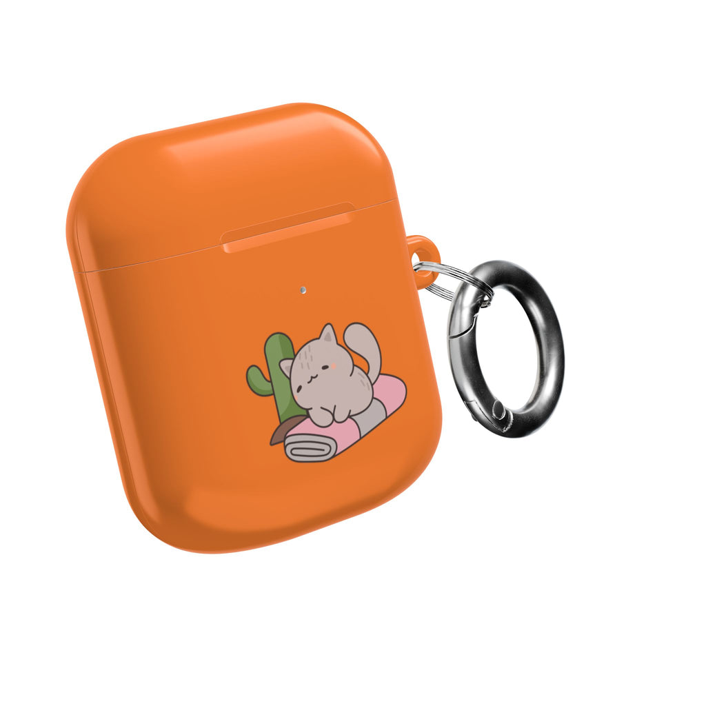 Cute Cat & Fish AirPod Case - Orange Protective Earbud Cover