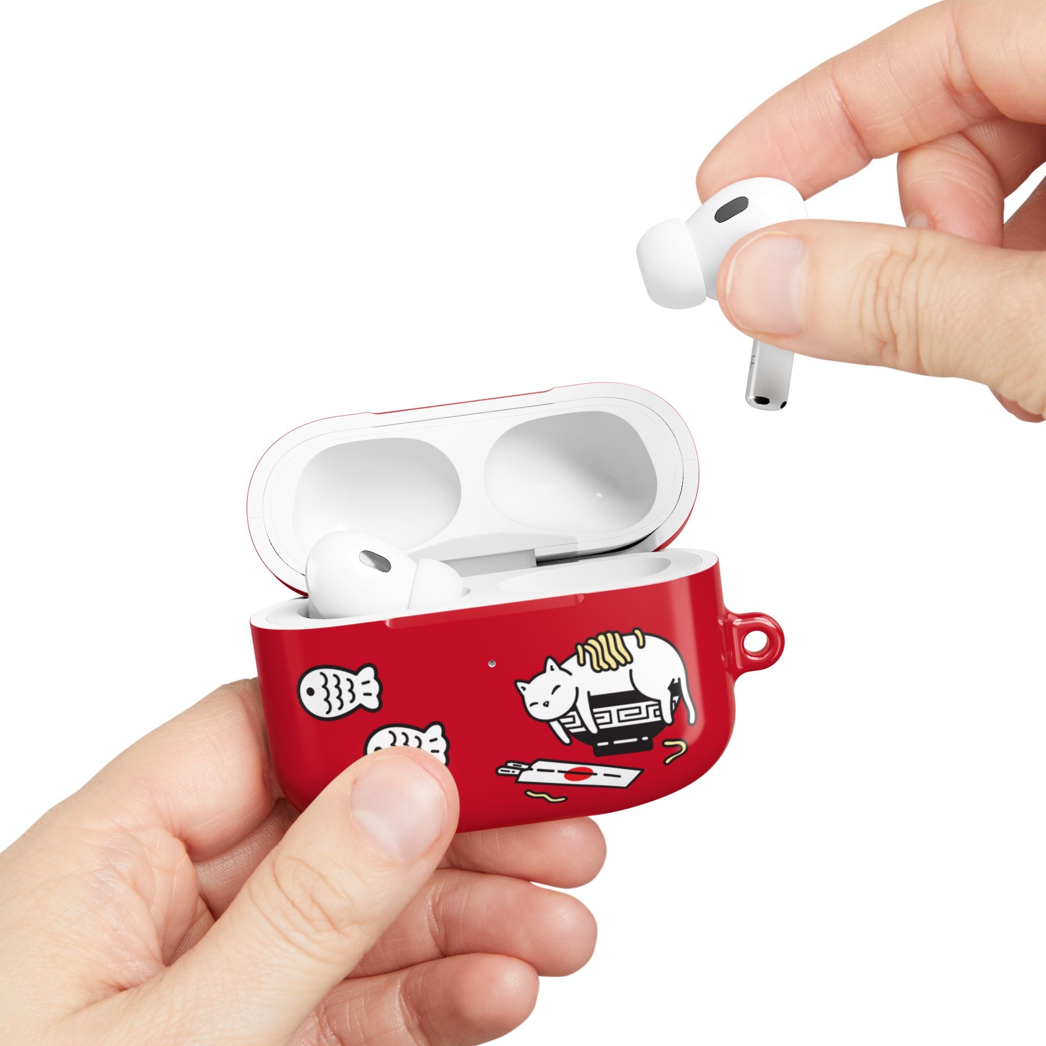 Lucky Japanese Cat & Fish Red AirPods or AirPods Pro Case
