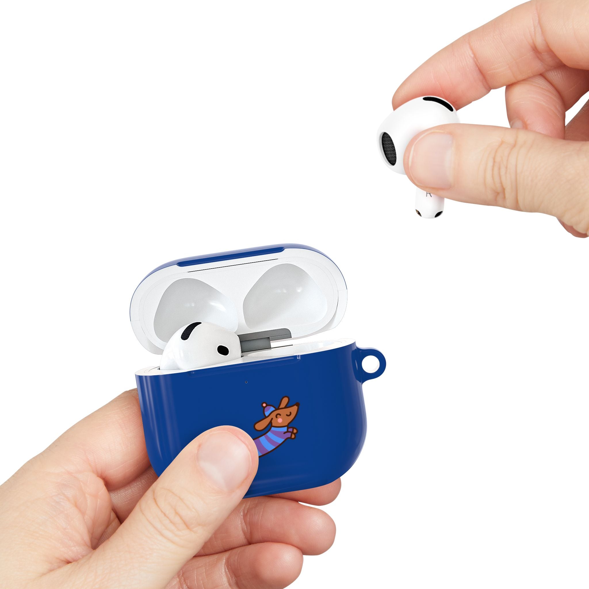 Dachshund & Butterflies Blue Protective AirPods Case