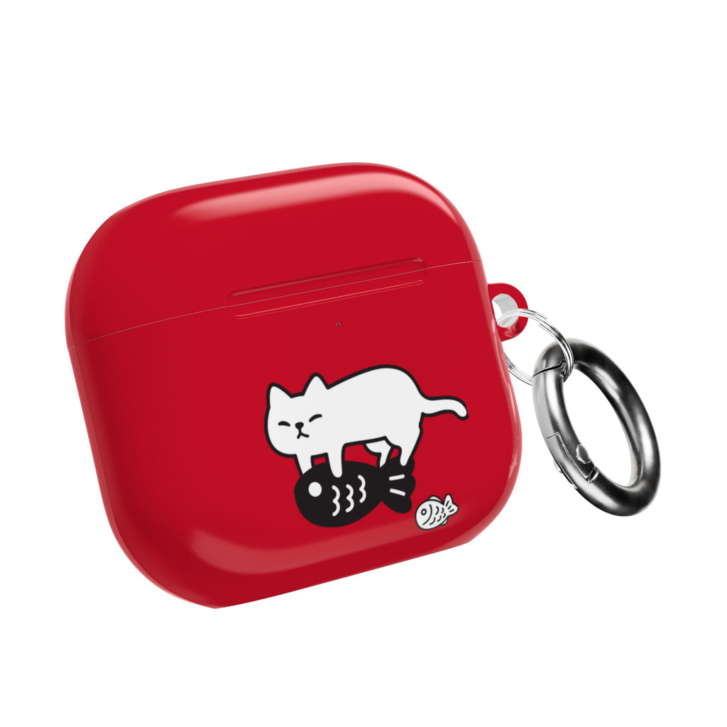 Cat Fighting Fish Red AirPod or AirPod Pro Case