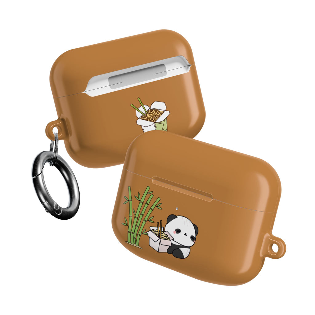 Cute Panda & Noodles AirPod Case Brown Protective Case
