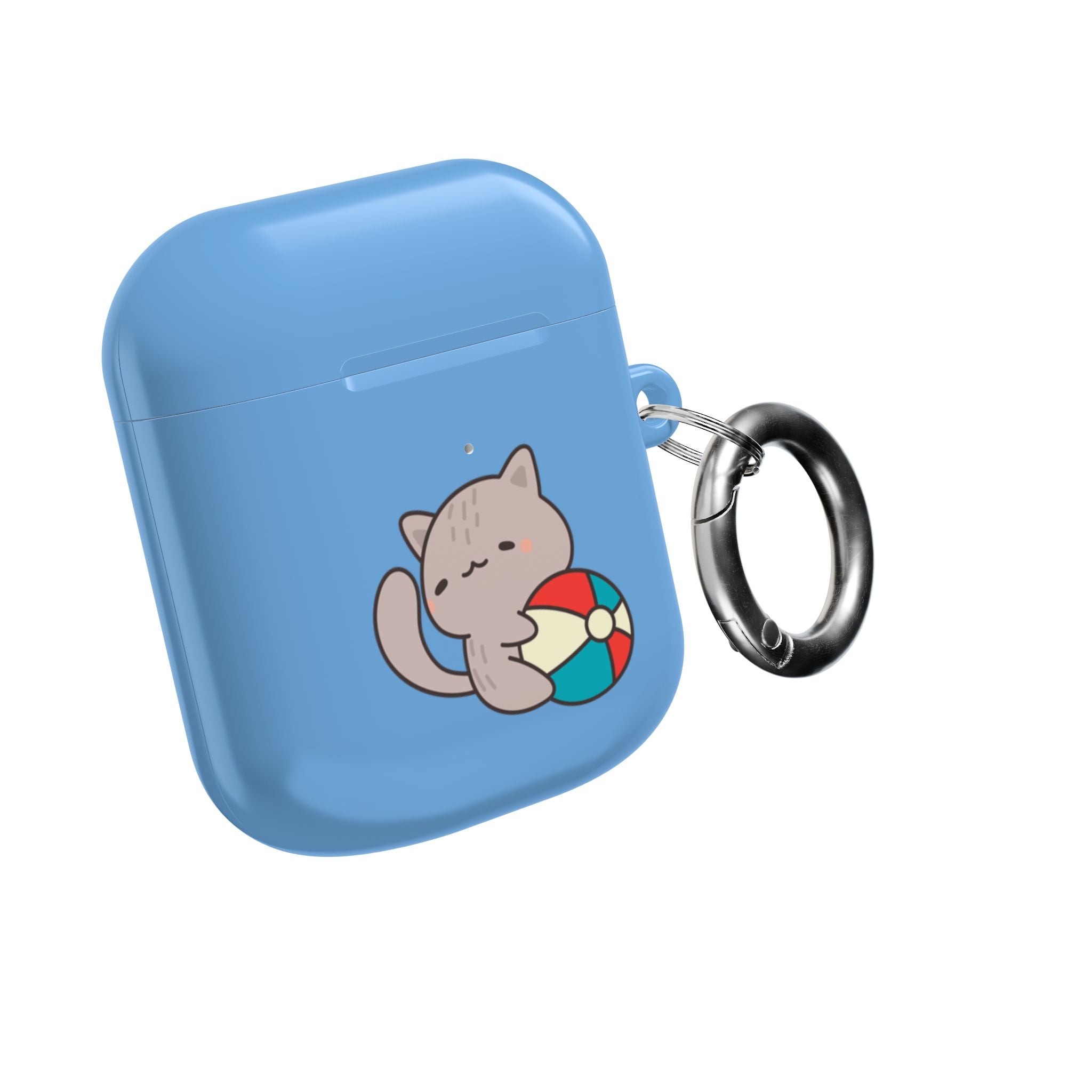 Cute Cat Beach AirPod Case with Beach Ball & Umbrella