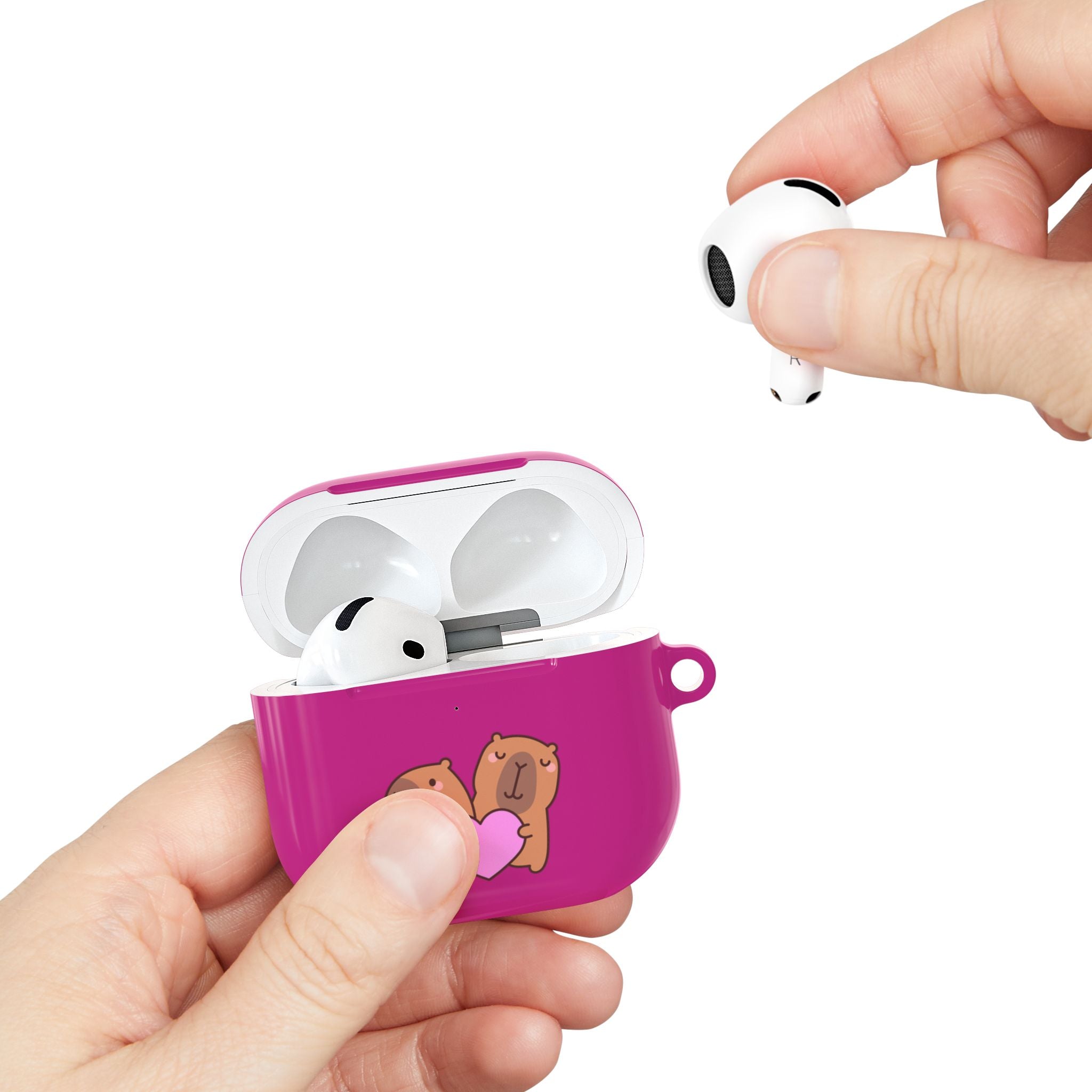 Cute Valentines Love Capybaras & Heart Envelope Protective AirPods Case