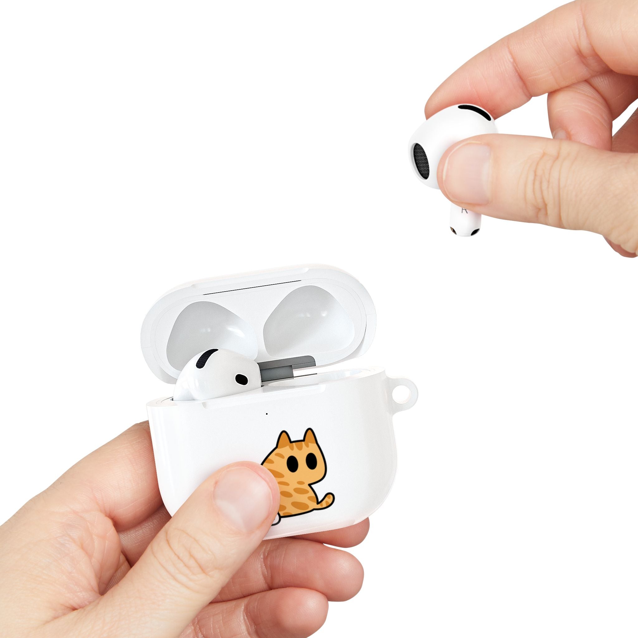 Japanese Cat & Onigiri White AirPod Case