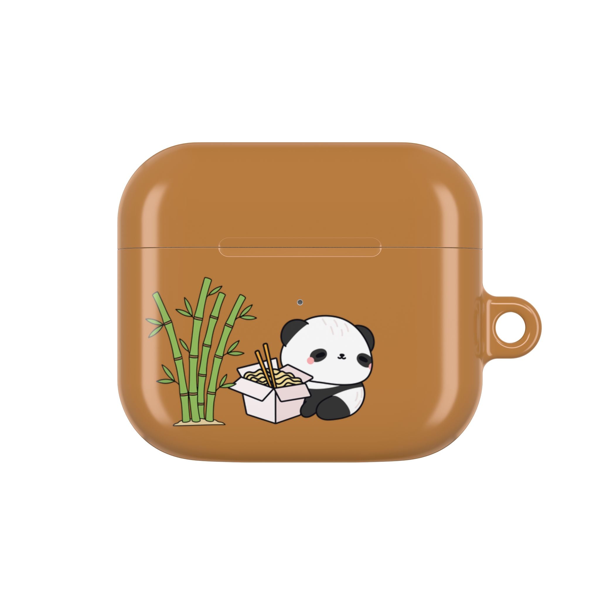 Cute Panda & Noodles AirPod Case Brown Protective Case