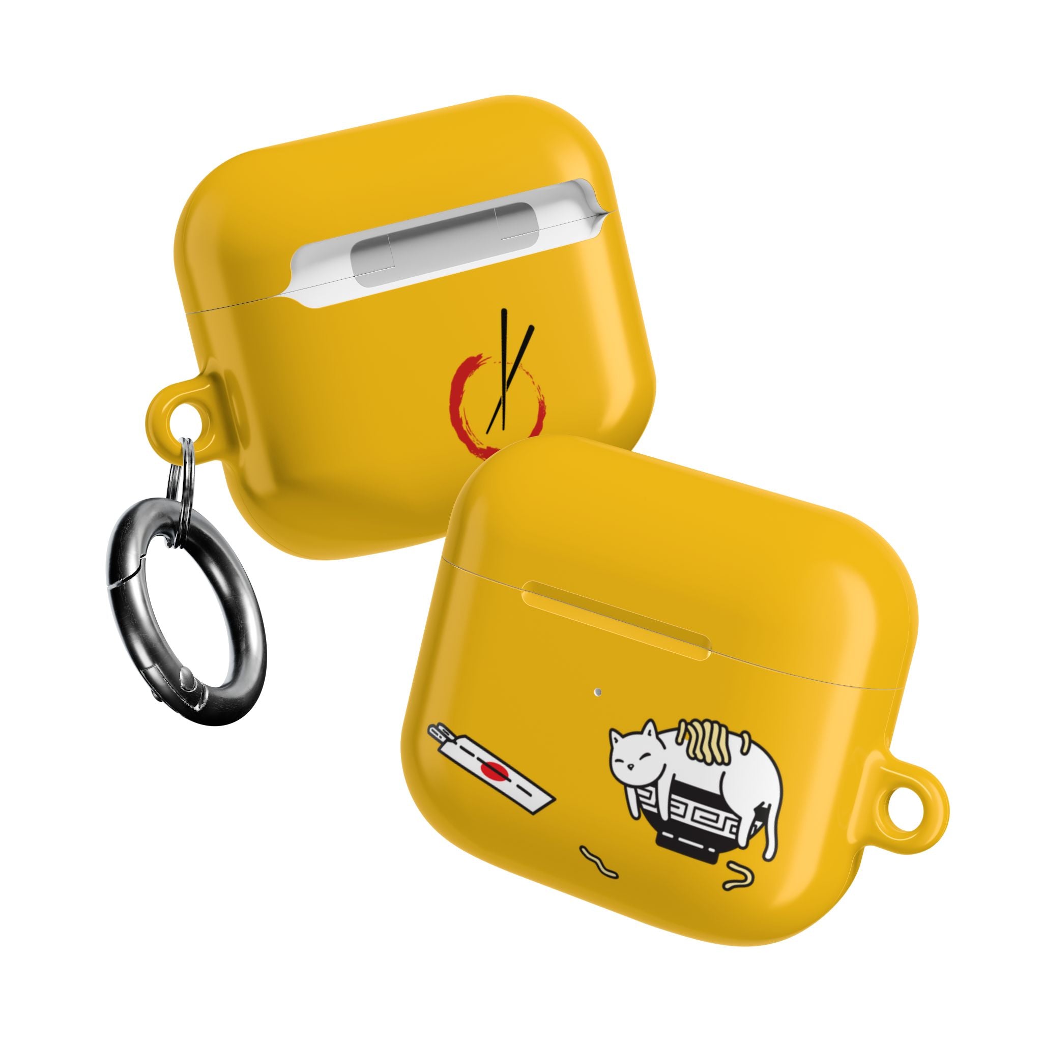 Japanese Cat & Chopsticks Yellow AirPods Case