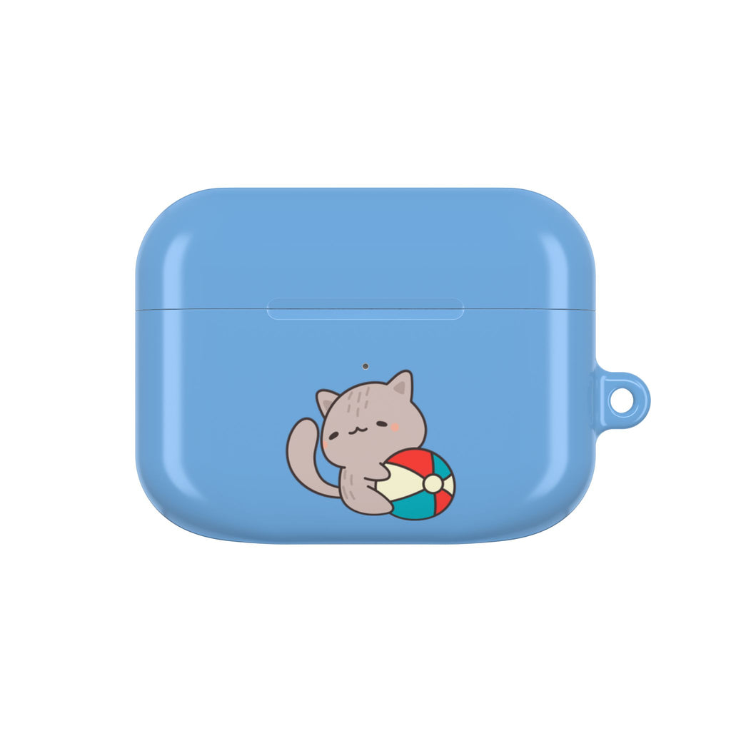Cute Cat Beach AirPod Case with Beach Ball & Umbrella