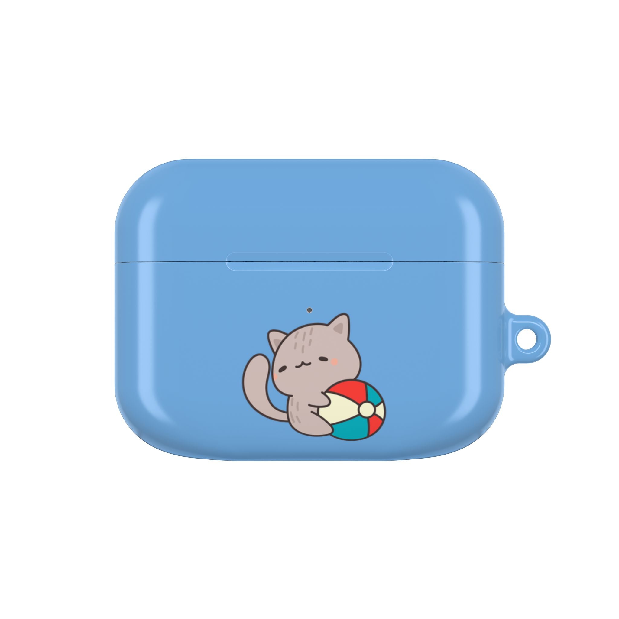 Cute Cat Beach AirPod Case with Beach Ball & Umbrella