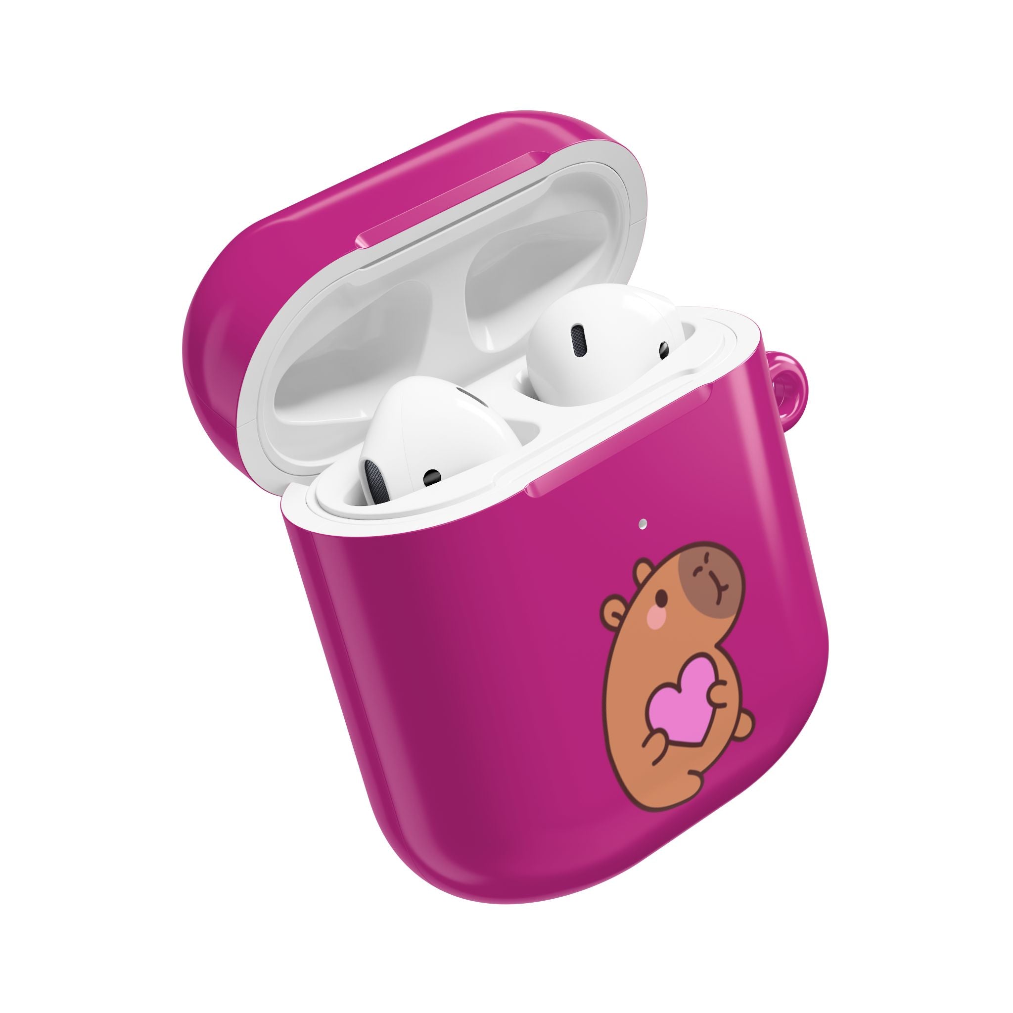 Pink Cute Capybara Heart AirPods Case