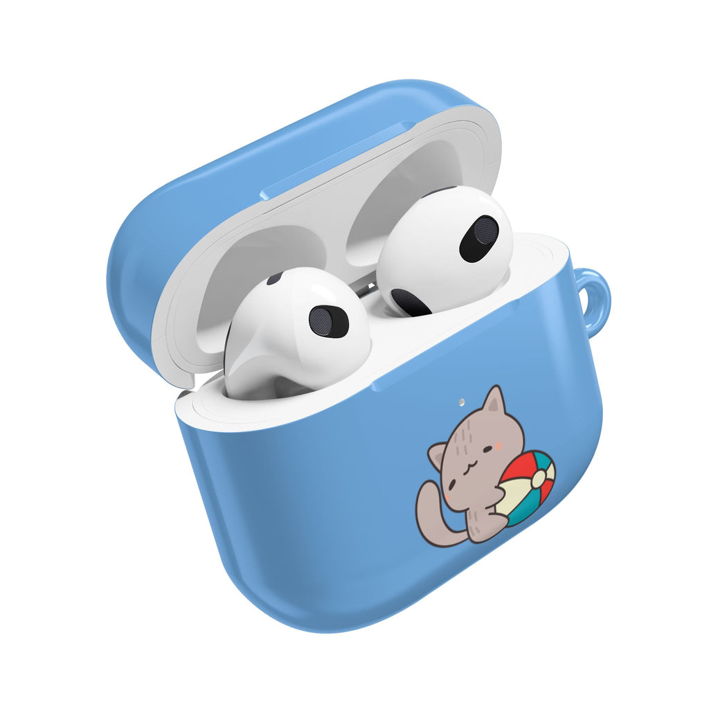 Cute Cat Beach AirPod Case with Beach Ball & Umbrella