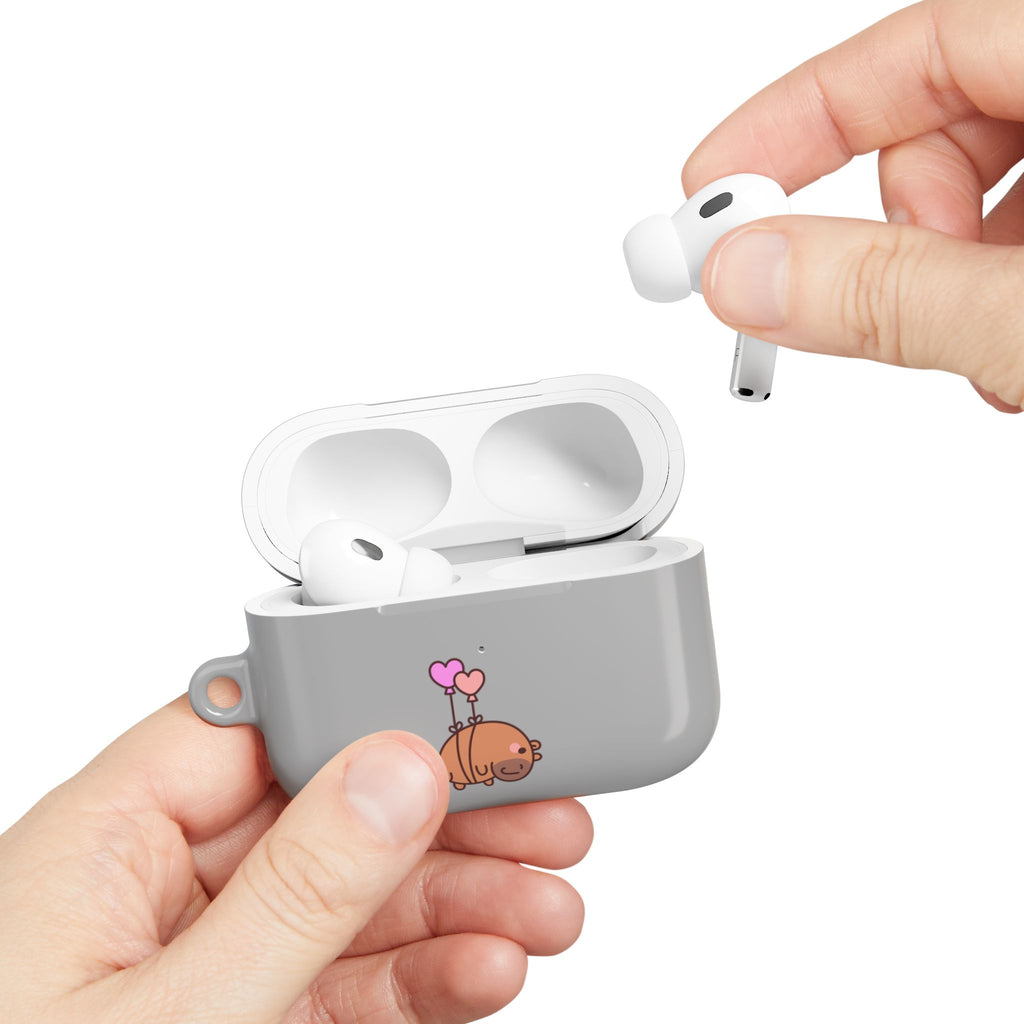 Cute  Capybara and Heart Balloon AirPod Case