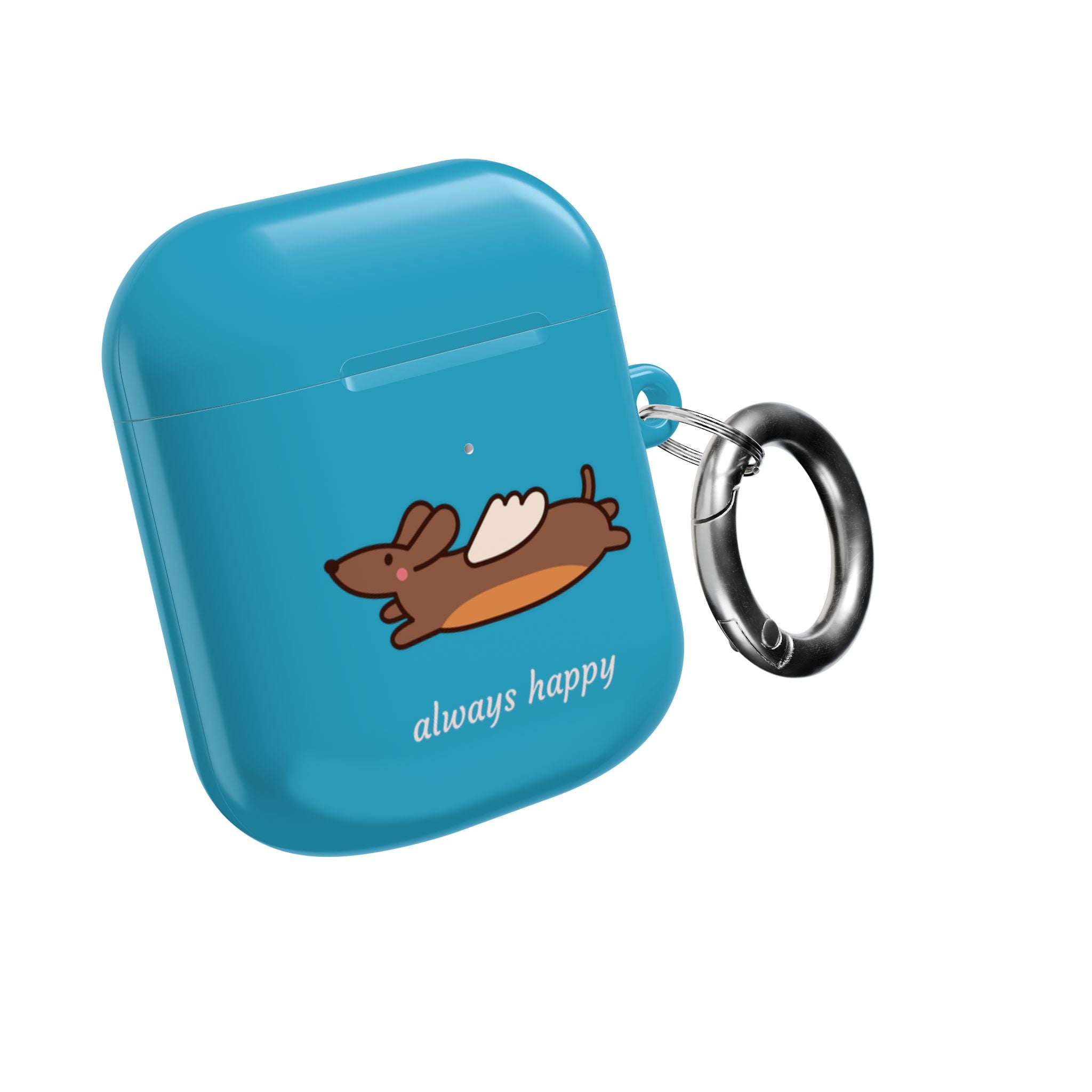 AirPod Case - Cute Flying Dachshund & Doves "always happy" Protective Case Cover