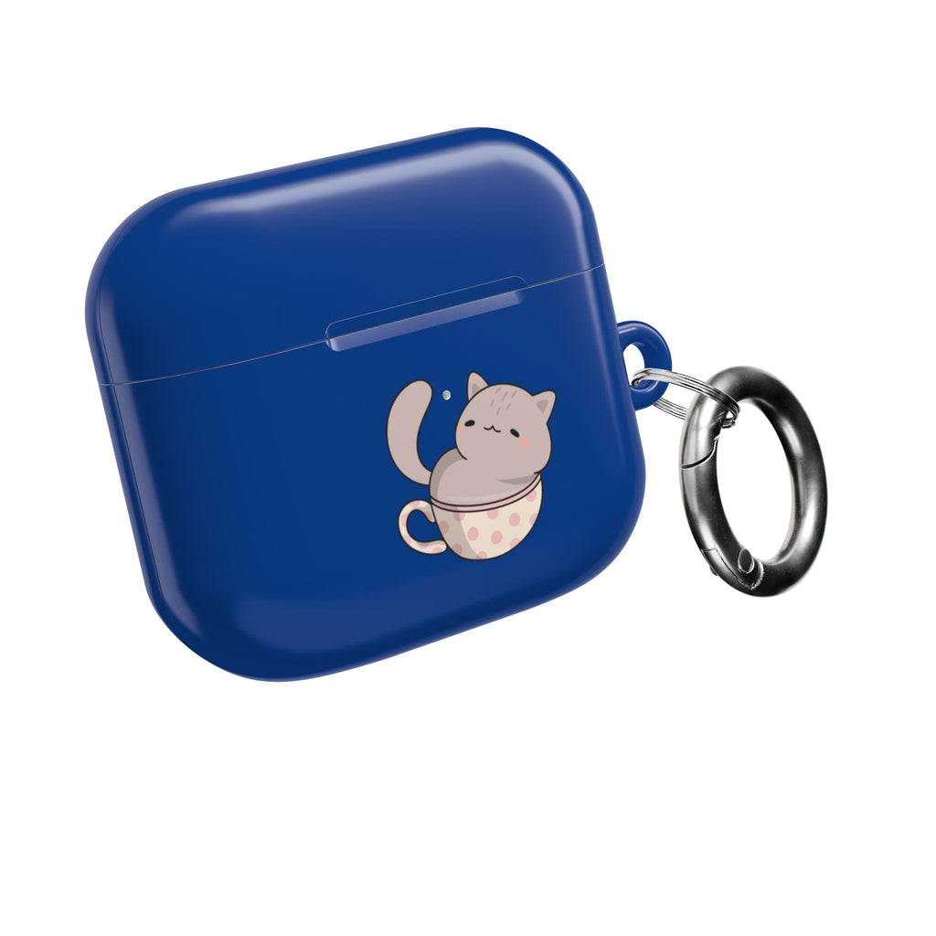 Cat in Teacup AirPods Case - Navy Protective Case