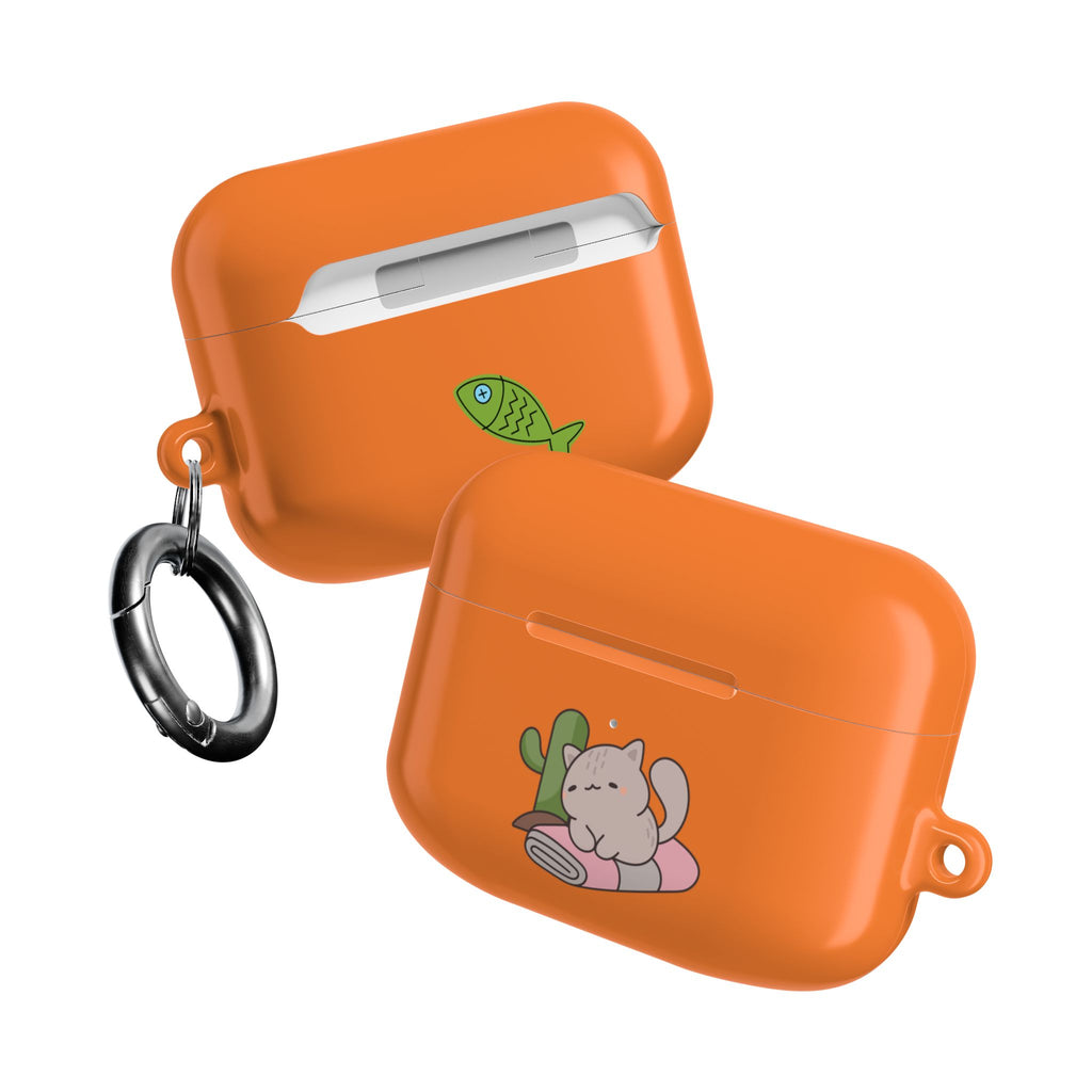 Cute Cat & Fish AirPod Case - Orange Protective Earbud Cover