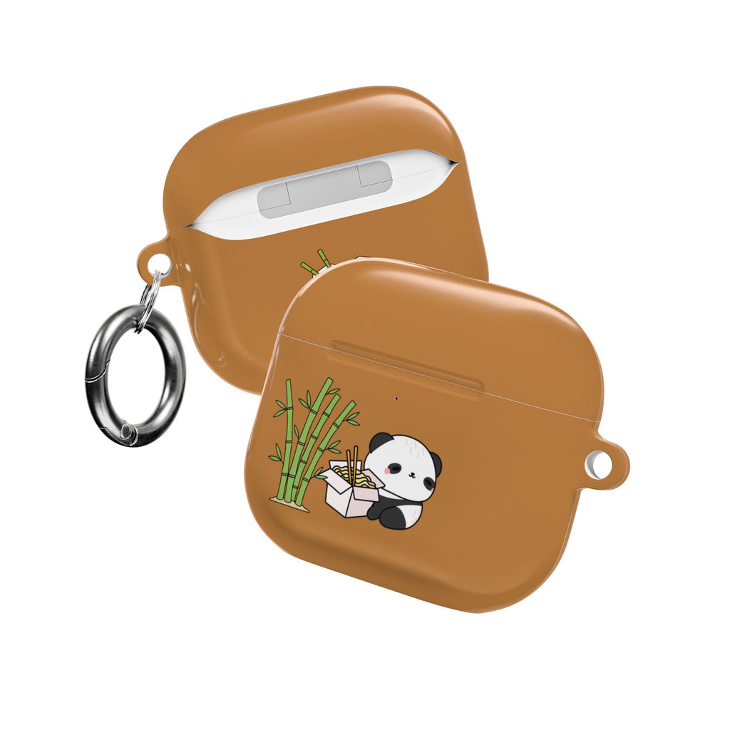 Cute Panda & Noodles AirPod Case Brown Protective Case