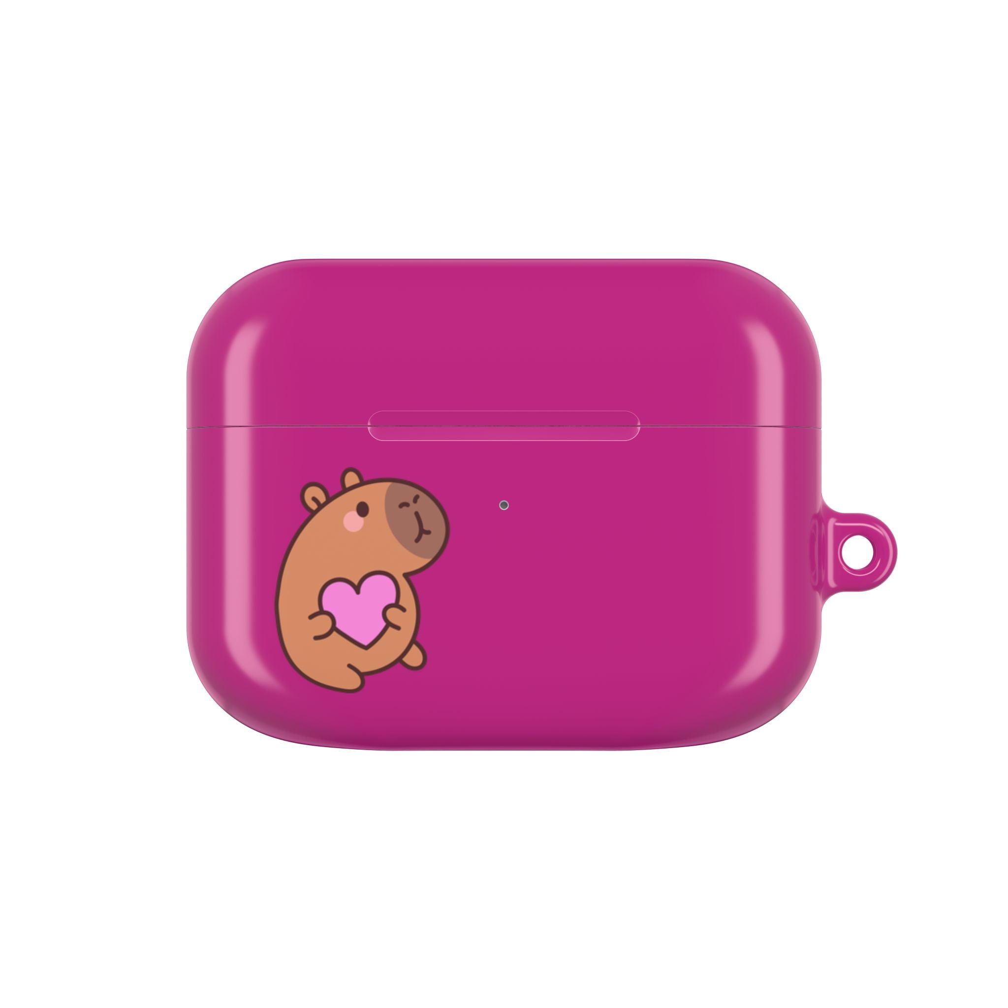 Pink Cute Capybara Heart AirPods Case