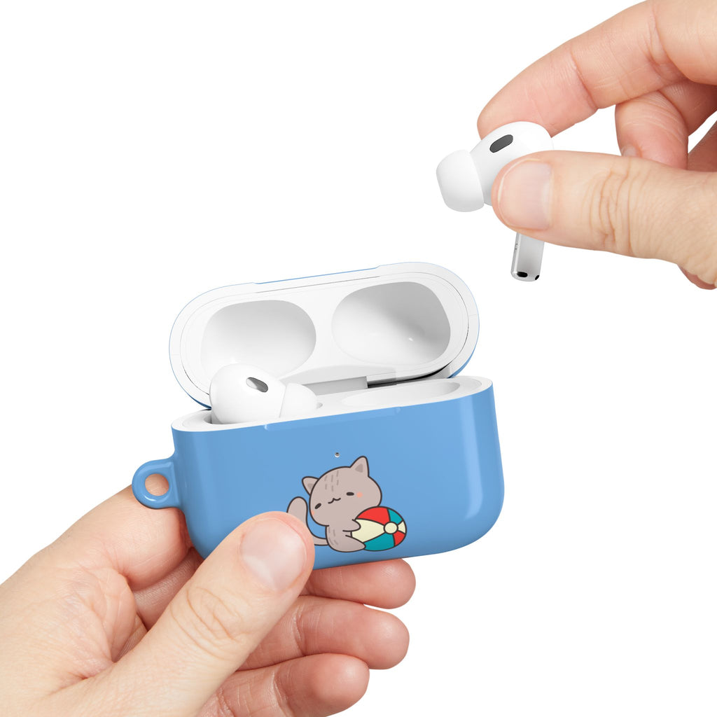 Cute Cat Beach AirPod Case with Beach Ball & Umbrella