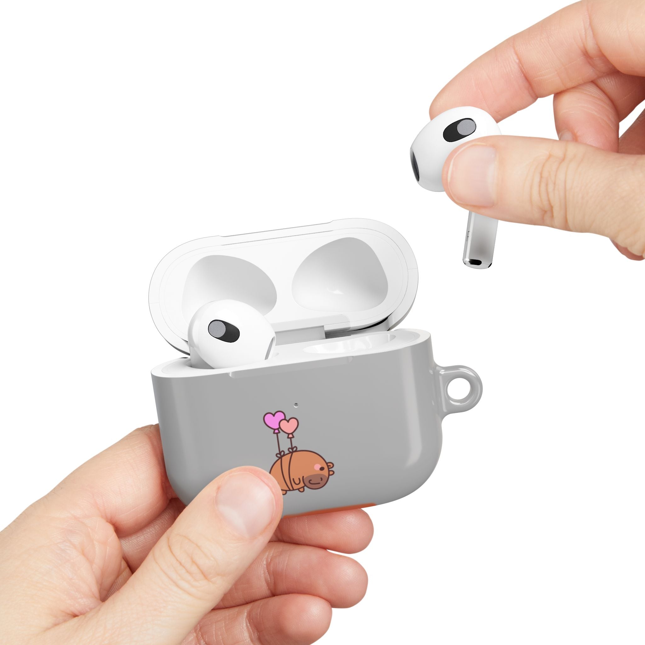 Cute  Capybara and Heart Balloon AirPod Case