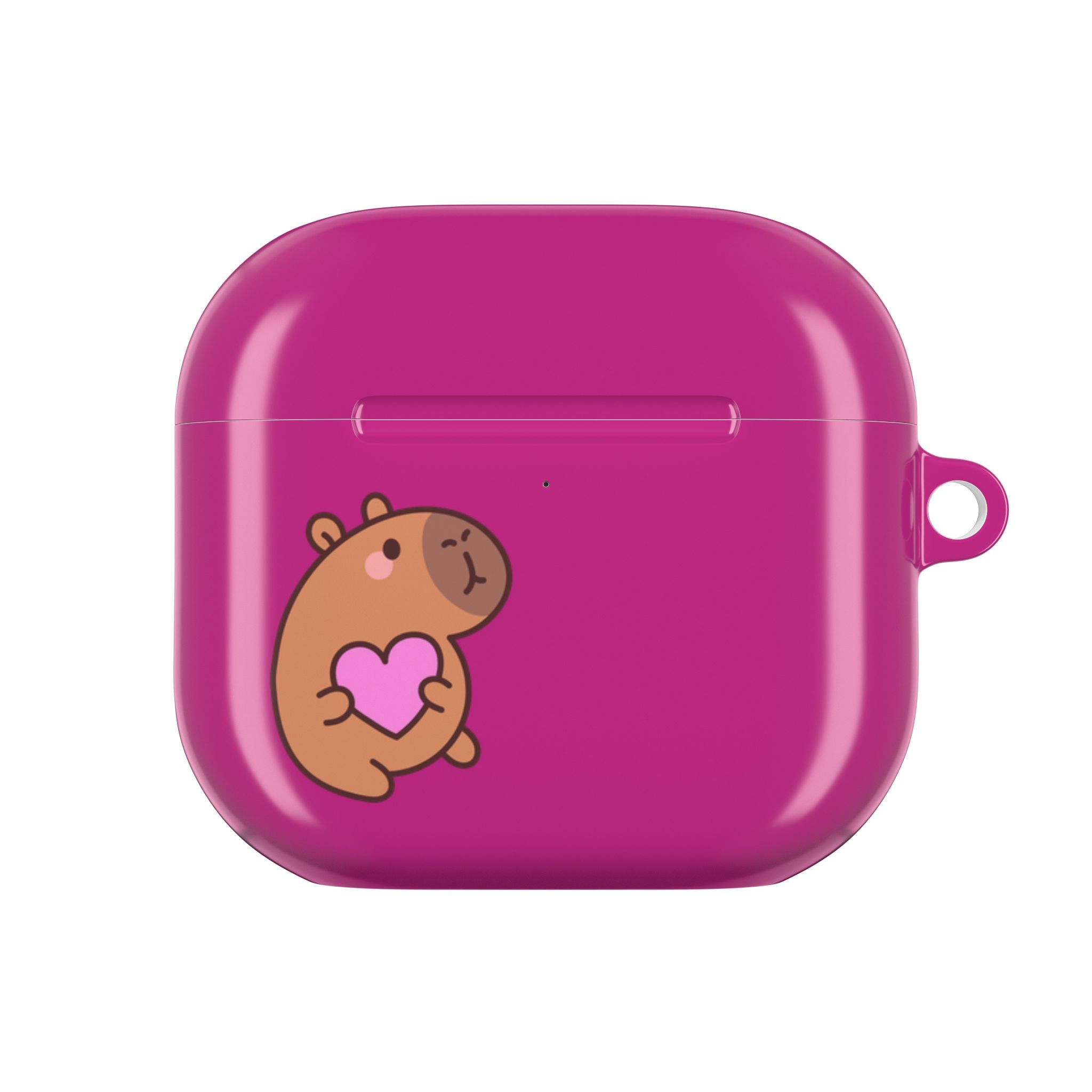 Pink Cute Capybara Heart AirPods Case